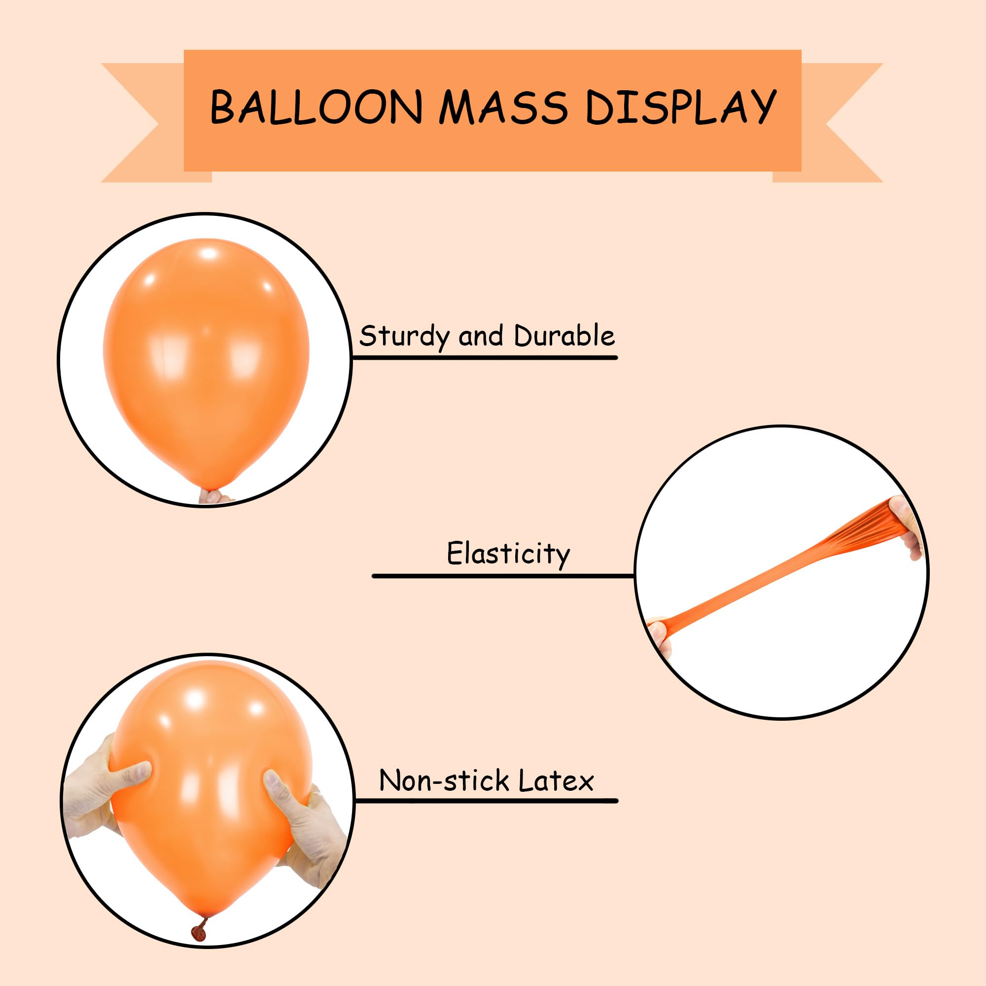 SHATCHI Orange Balloons - 50 Pack Large 12 Inch Thick Latex | Biodegradable for Party Decoration 6