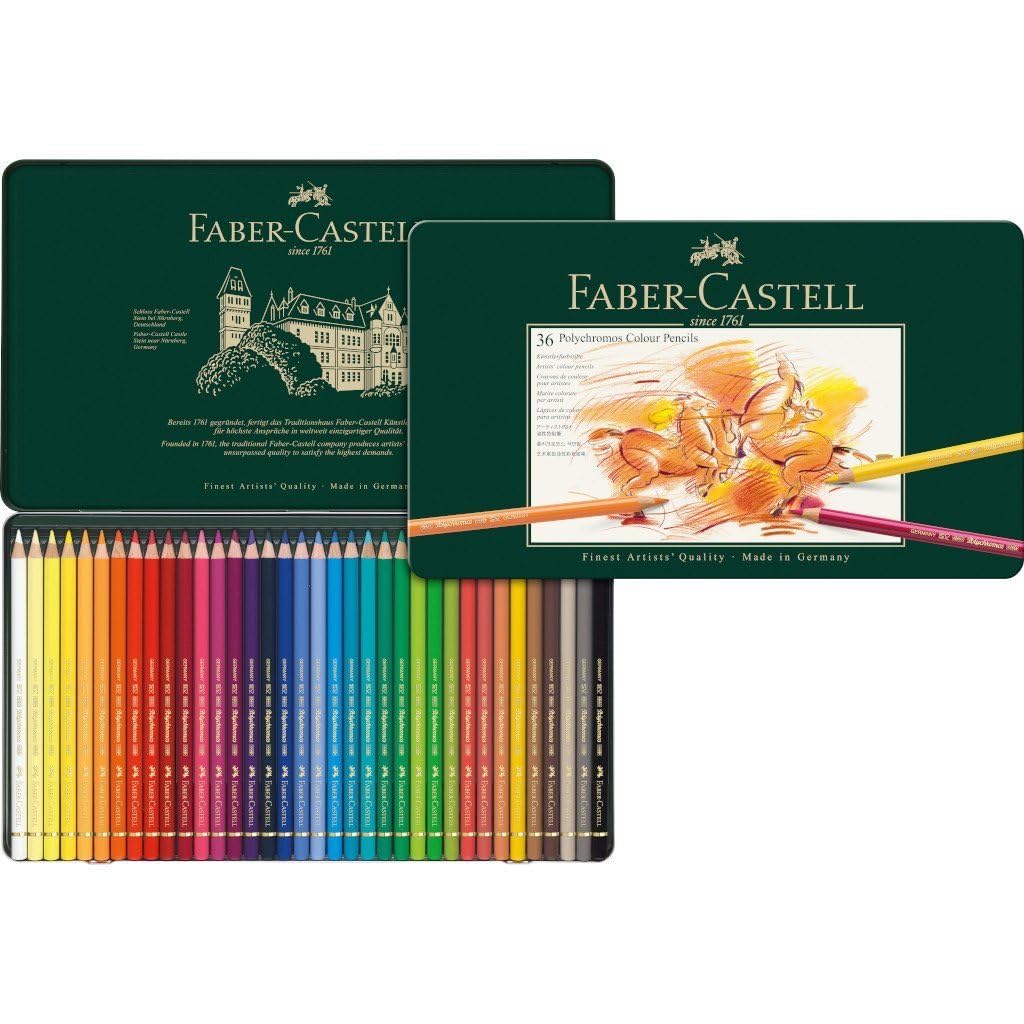 Faber-Castell Polychromos Colour Pencil - Acid-Free Pigments | Water Resistant | 3.8mm Lead