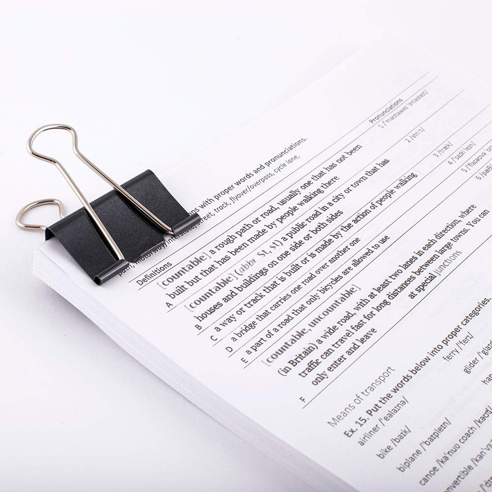 D.RECT Extra Large Binder Clips - 51mm Heavy-Duty Grip | Pack of 12 Black Metal Clips