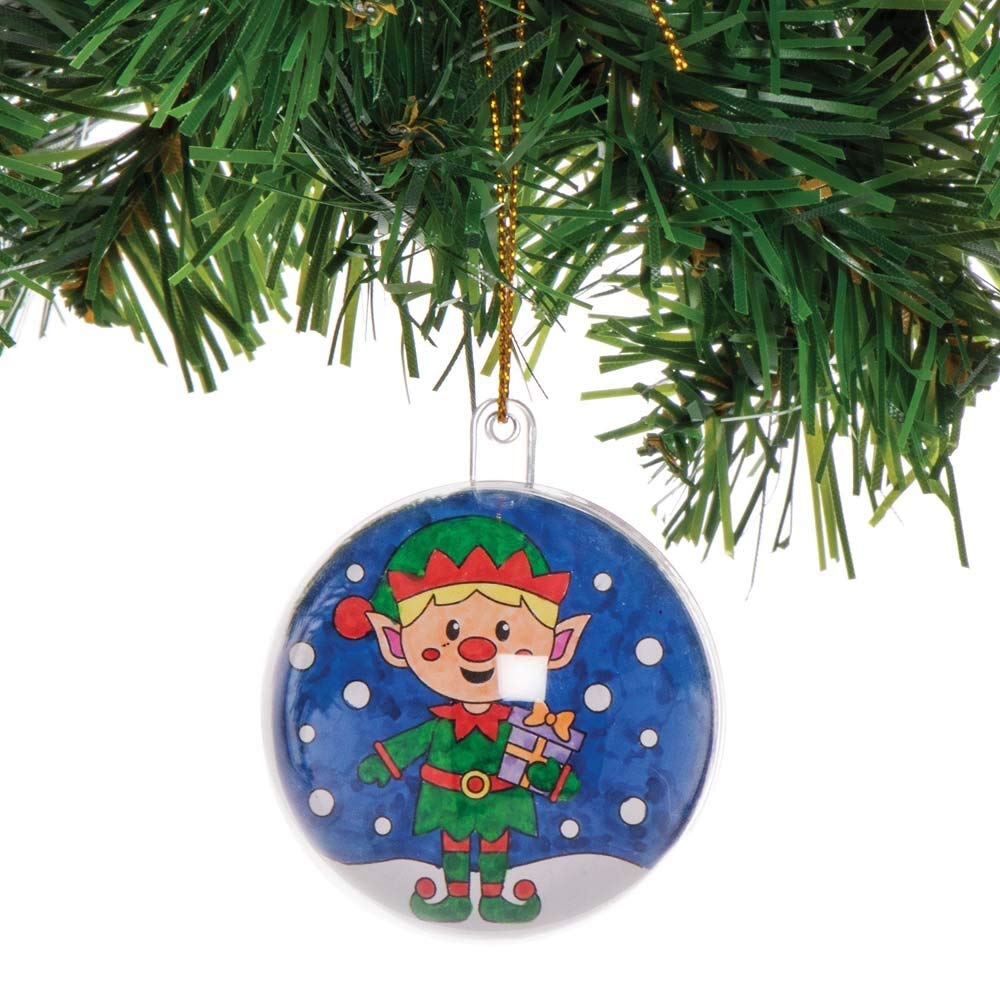 Baker Ross Christmas Colour in Baubles Craft Kit – Pack of 8 Festive Decorations with Pre-Printed Inserts 6