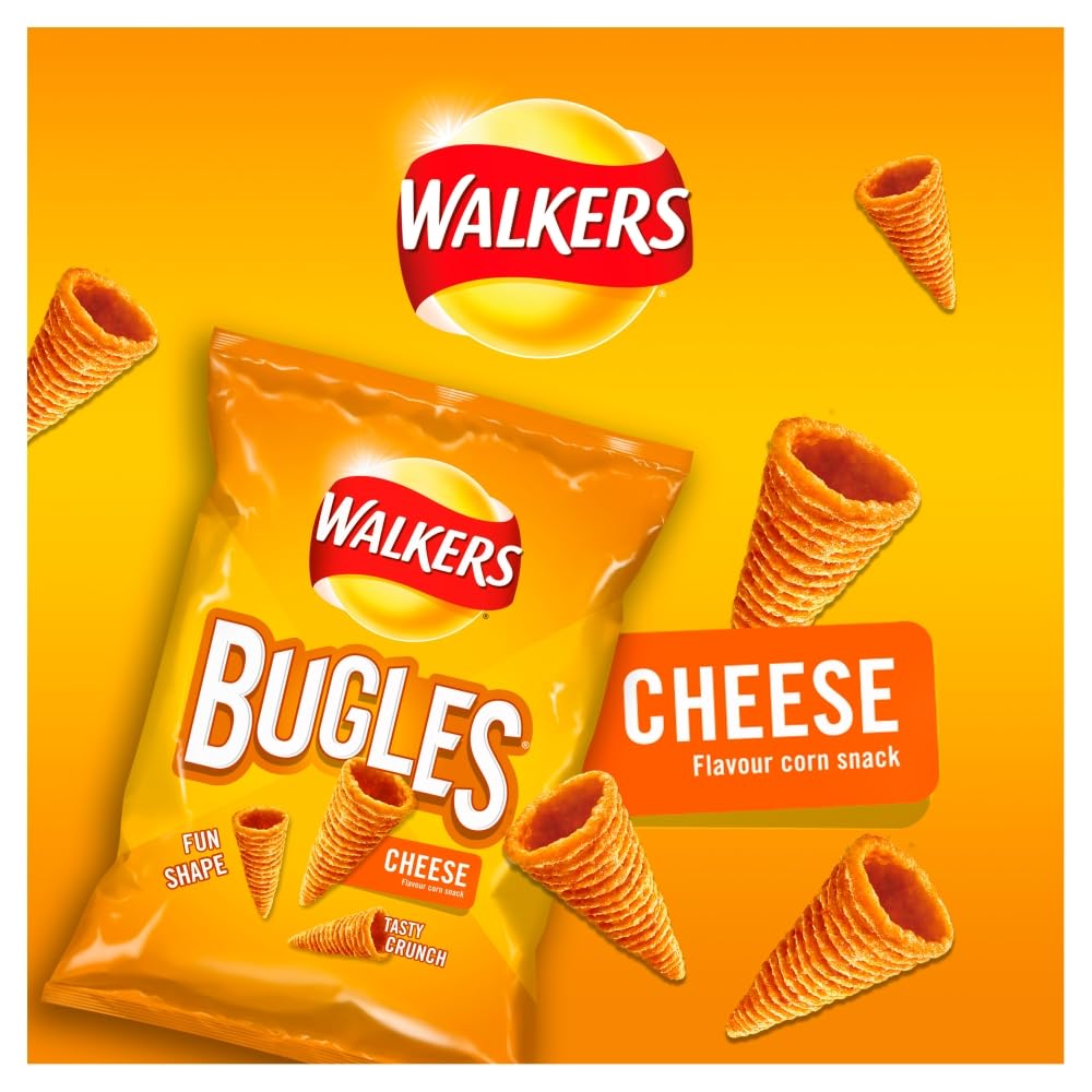 Walkers Bugles Cheese Sharing Snacks - Crunchy Corn Snack | 110g Multipack