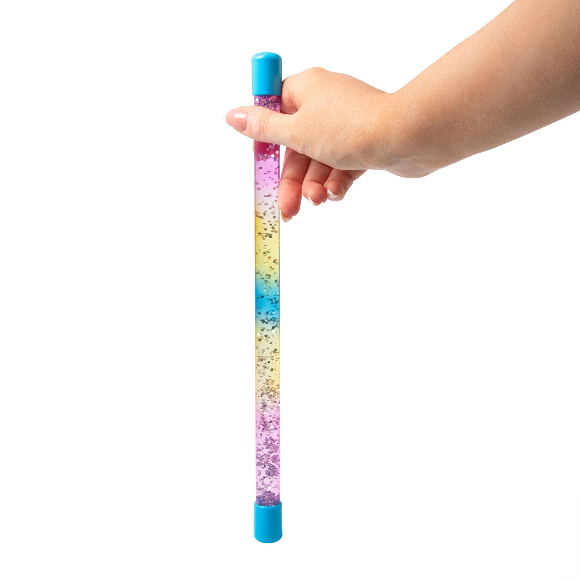 HGL Sensory Fidget Stick - Rainbow Glitter Swirl | Pink & Blue Ends | Ages 3+ 5