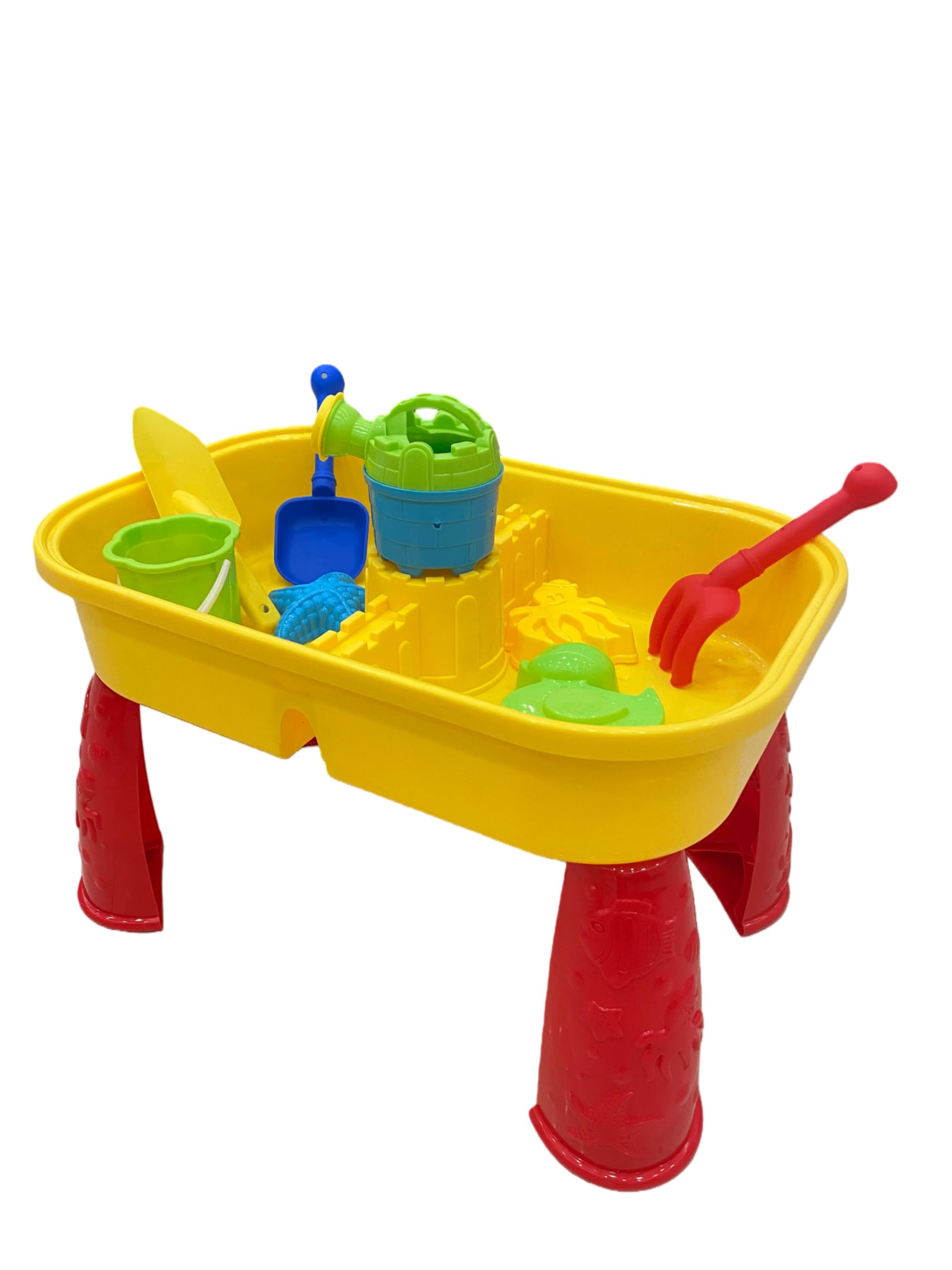 RAM ONLINE 2-in-1 Sand and Water Table - Yellow | 8 Accessories Included | Ages 4+ 1