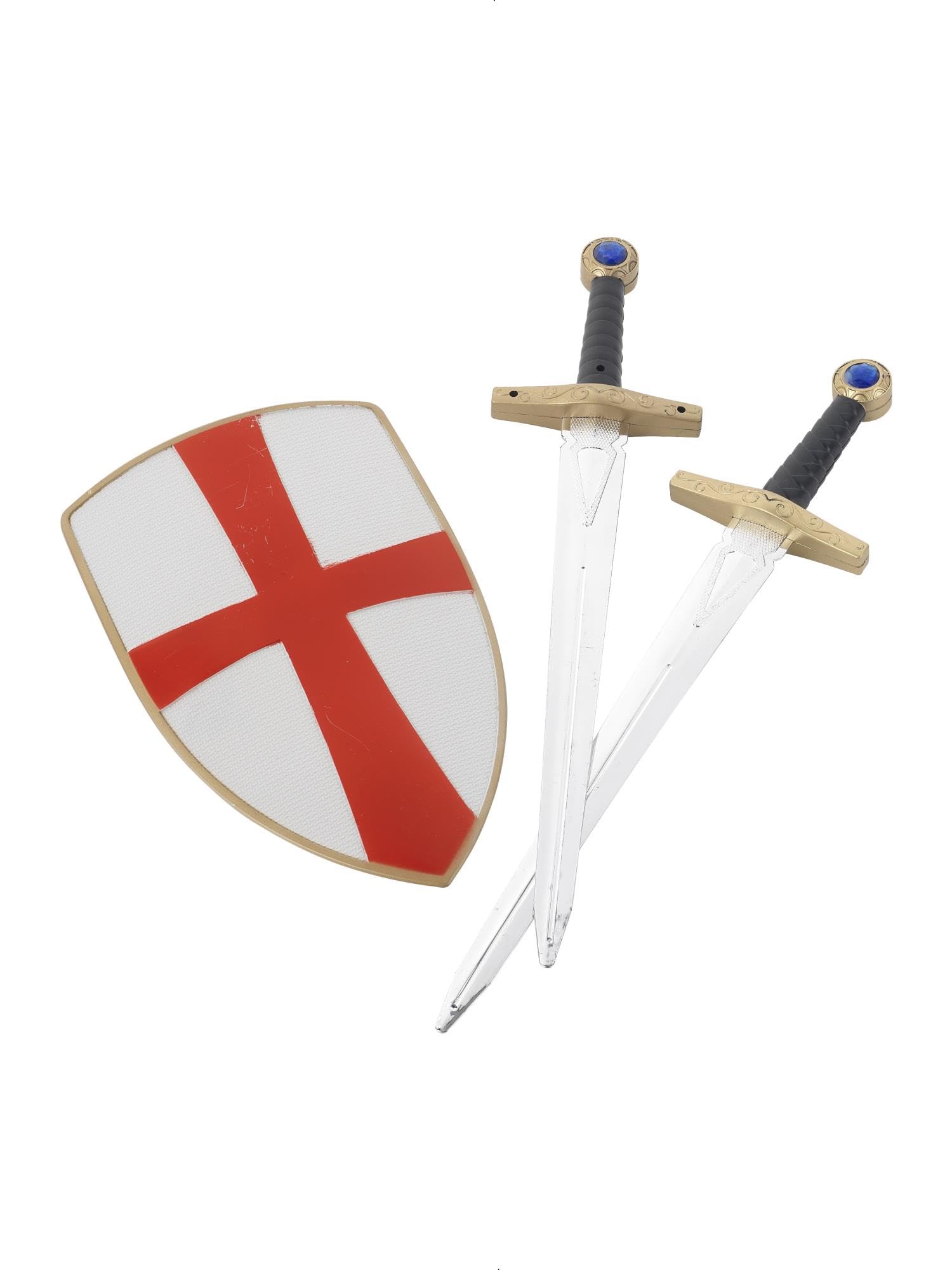 Smiffy's Knight Crusader Set - Two Swords & Shield | 50cm Plastic Toy