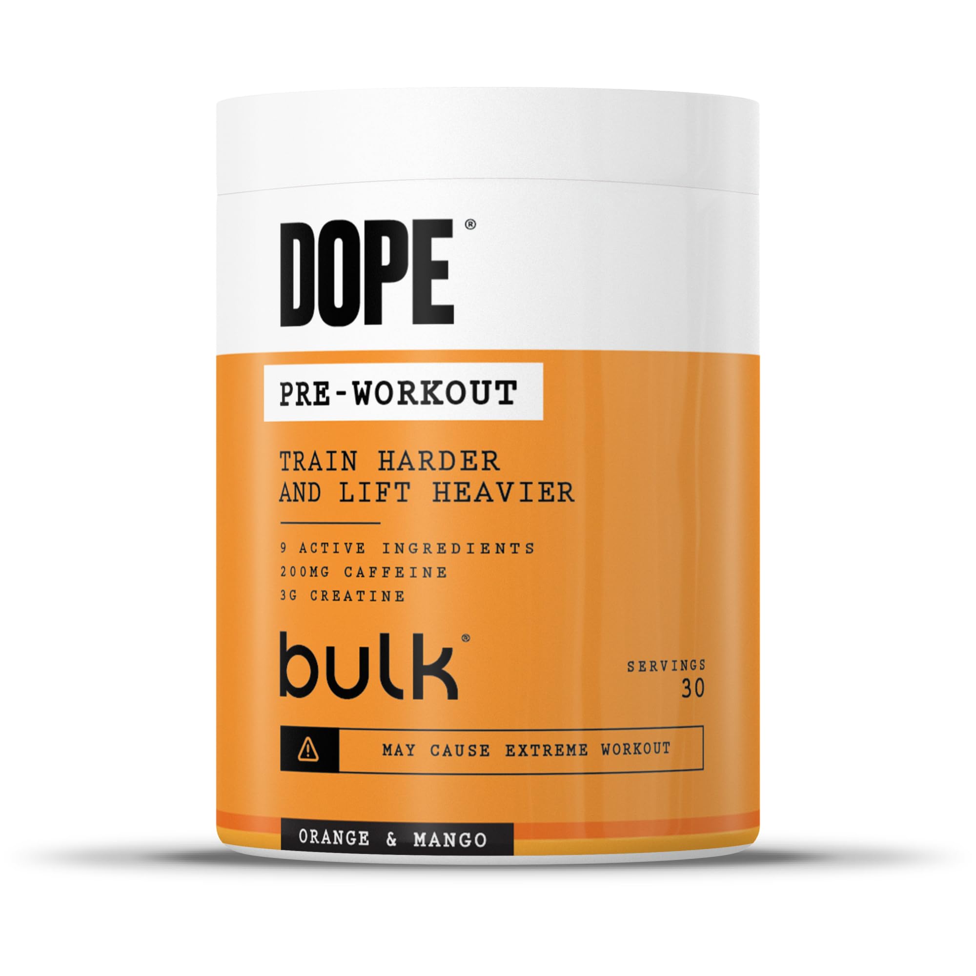 BULK POWDERS Dope Pre-Workout Powder - Orange & Mango | 3g Creatine Per Serving | 200mg Caffeine