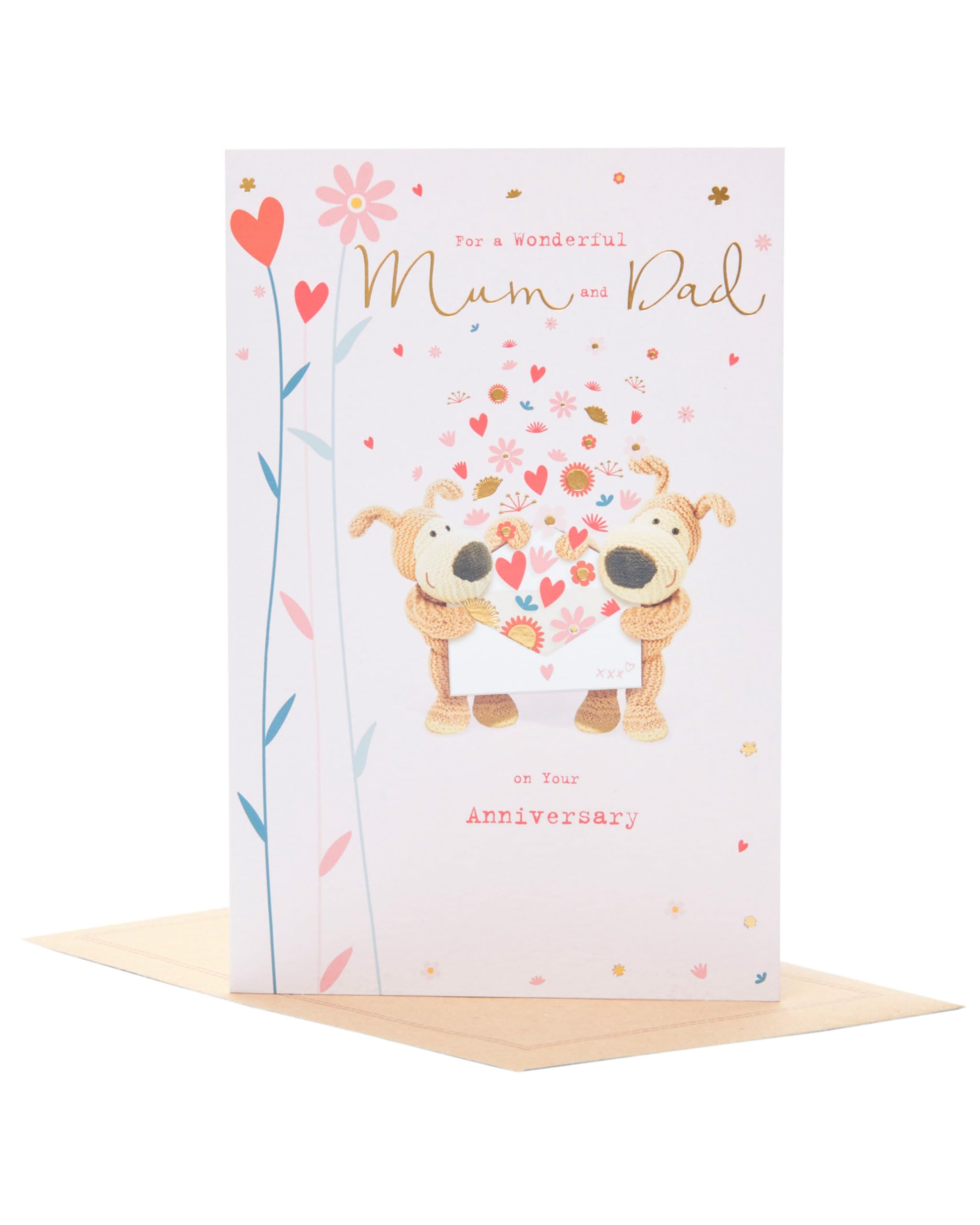 Boofle Mum & Dad Anniversary Card | Gold Foil Detailing | 155 x 235 mm