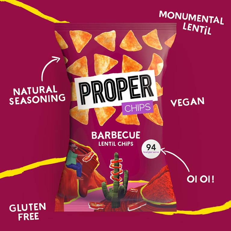 PROPER Barbecue Lentil Chips - Vegan, Gluten Free Snack | 85g Single Bag 2