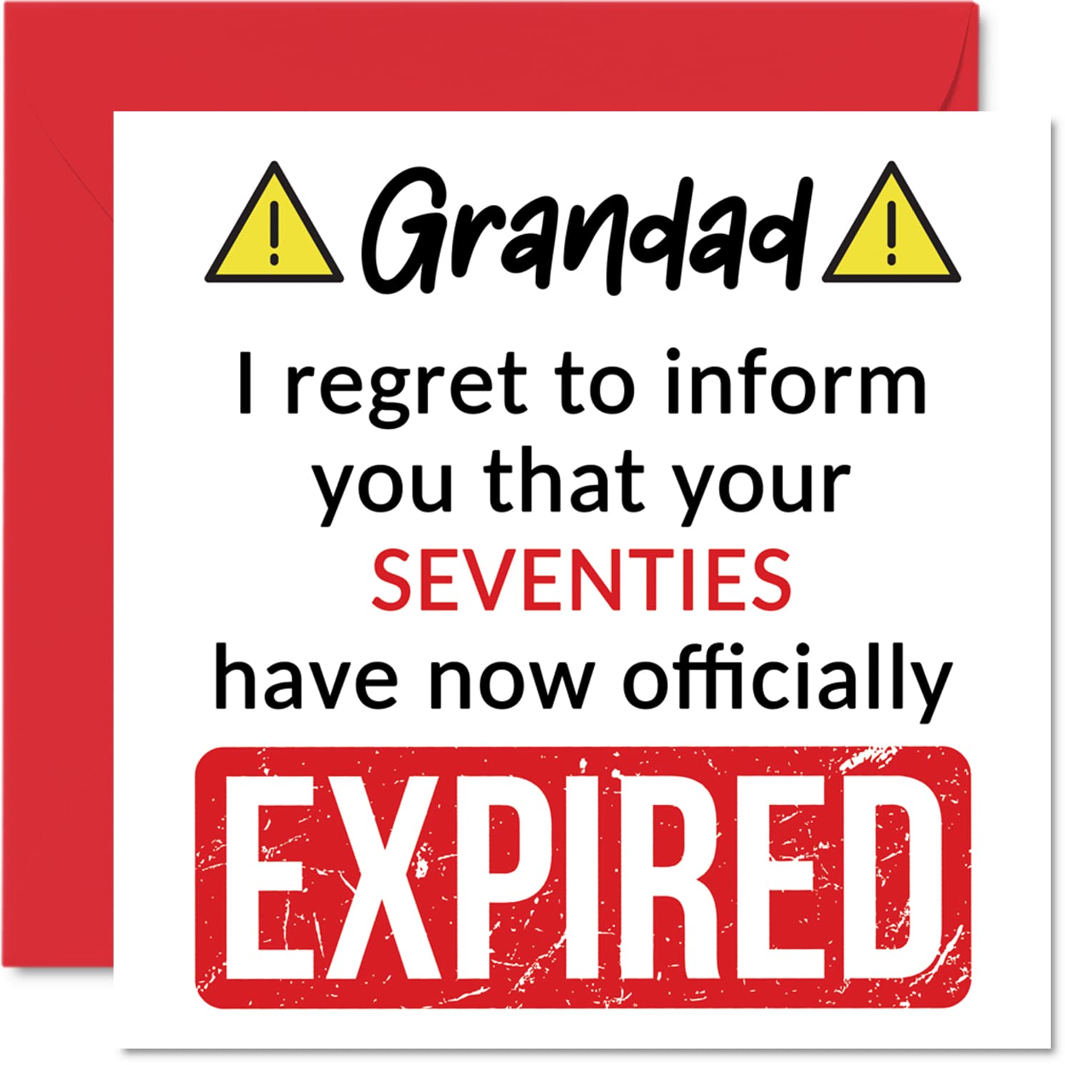Stuff4 Funny 80th Birthday Card for Grandad - Your Seventies Have Expired | 145mm Square