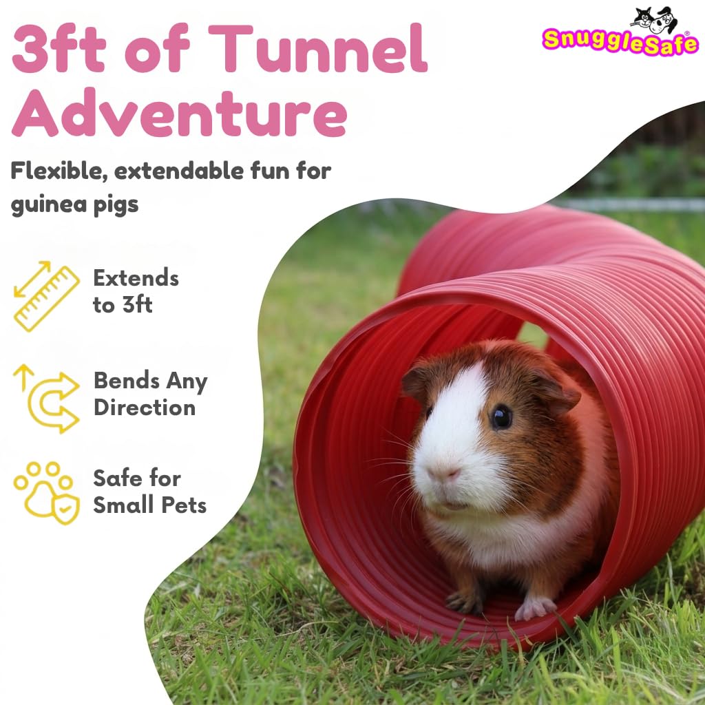 Snugglesafe Fun Tunnel - Flexible, Weatherproof Burrow for Rabbits & Guinea Pigs | Red 2