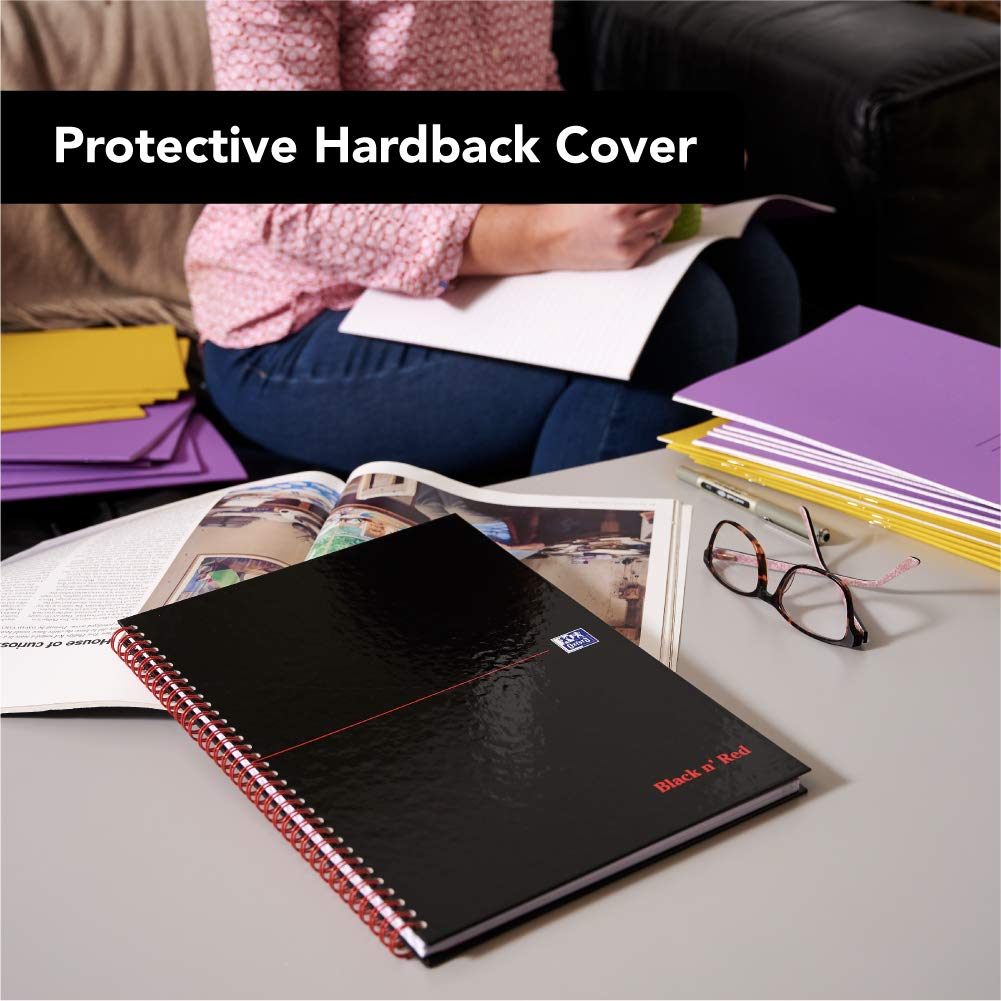 Black n' Red A4 Wirebound Notebook - Premium Optik Paper, Hardcover, 140 Ruled Pages | 3 Pack 3