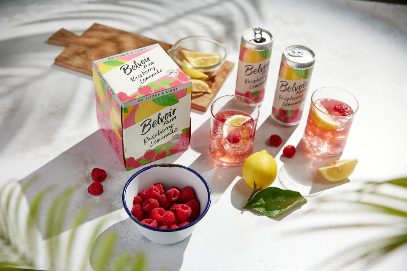 Belvoir Farm - Raspberry Lemonade Sparkling Drink (330ml Can) 5