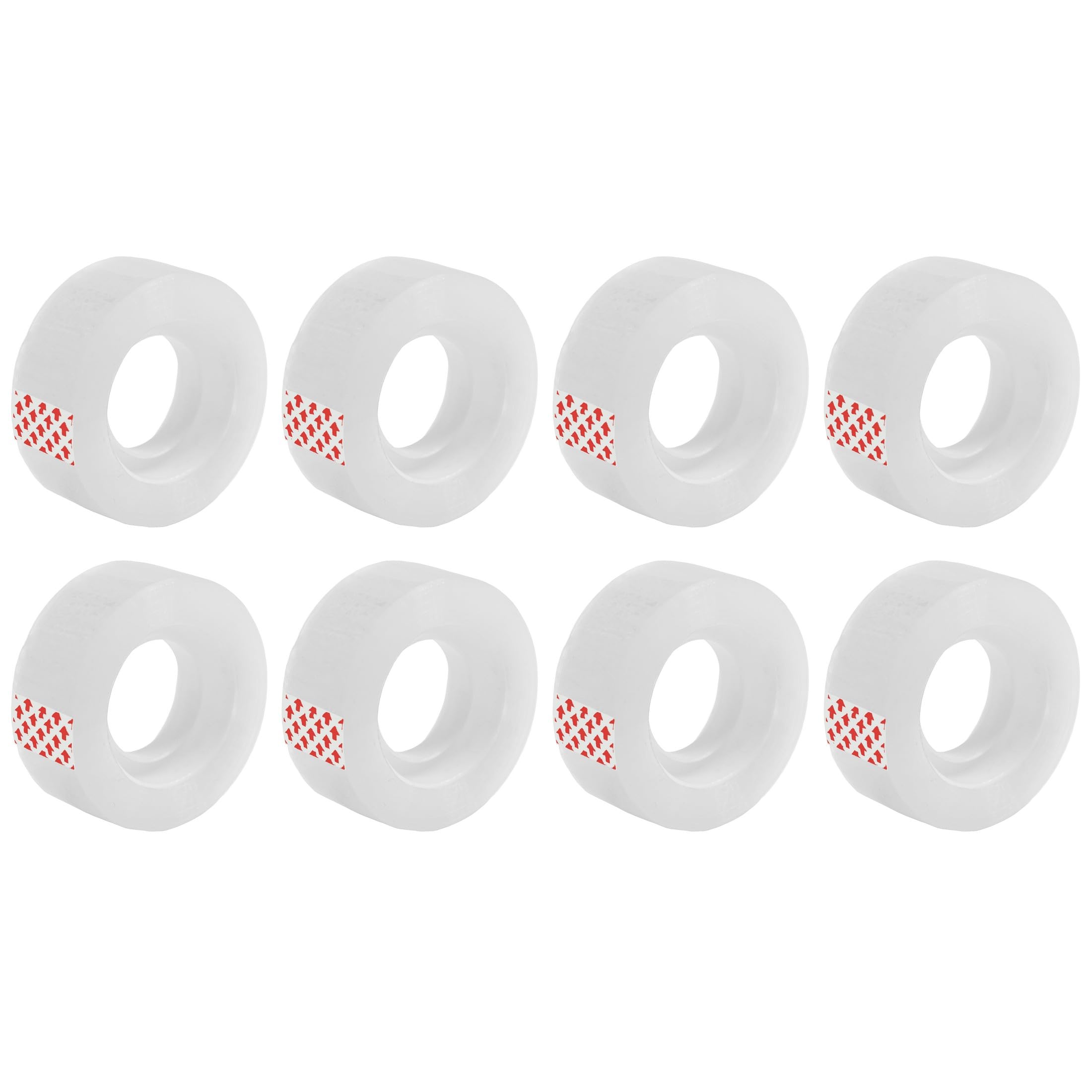 D.RECT Transparent Adhesive Tape - 8 Rolls Pack | 18mm x 30m | Strong & Clear | Office/Packaging