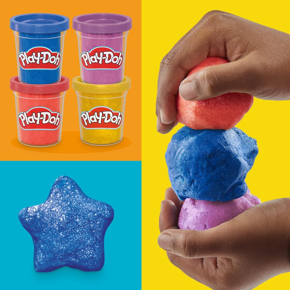 Play-Doh 4-Pack Shimmer Metallic Compound - Sparkly Modeling Clay for Kids 2+