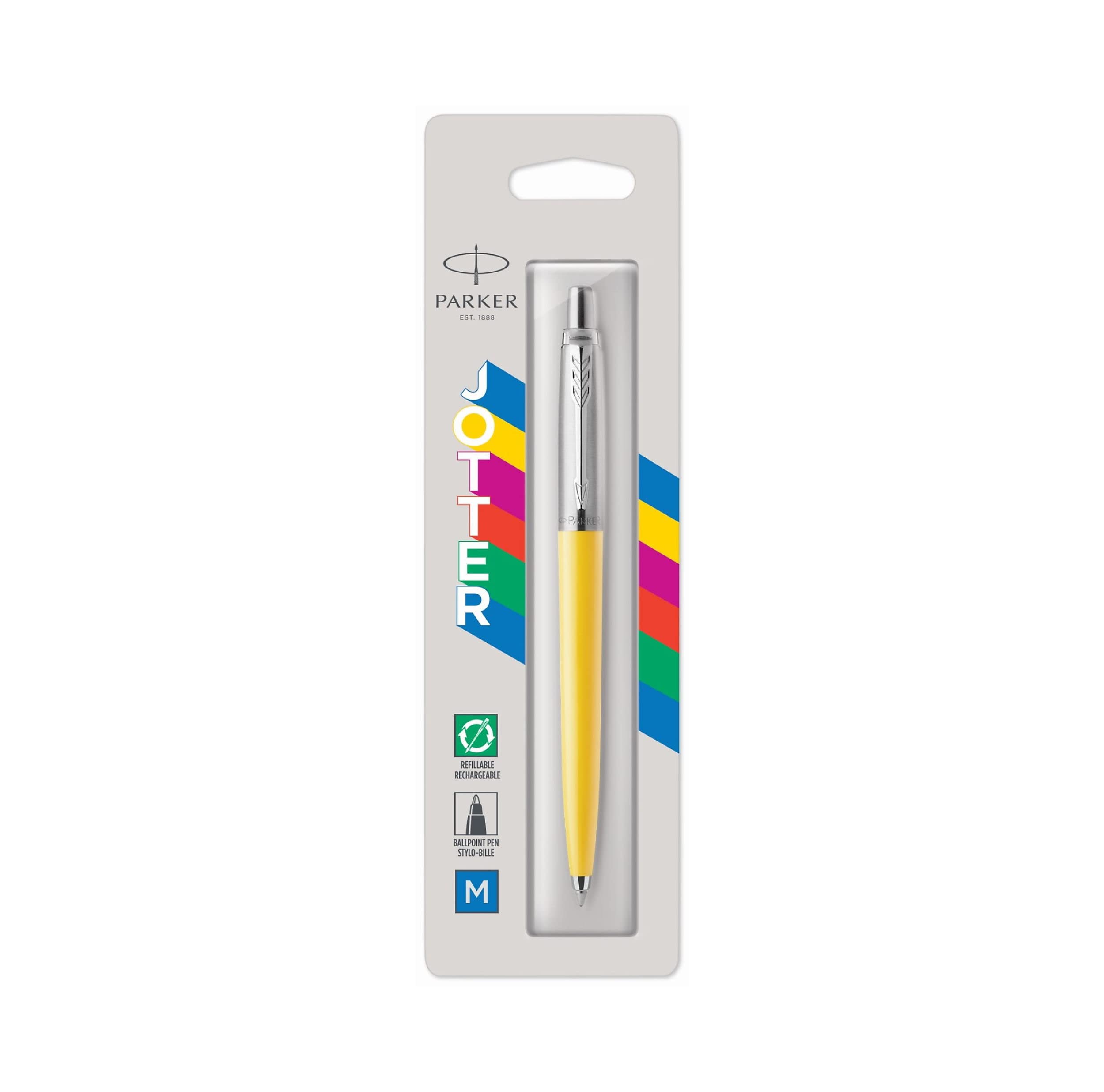 PARKER Jotter Originals Retractable Ballpoint Pen - Classic Yellow Finish | Medium Point | Blue Ink 1