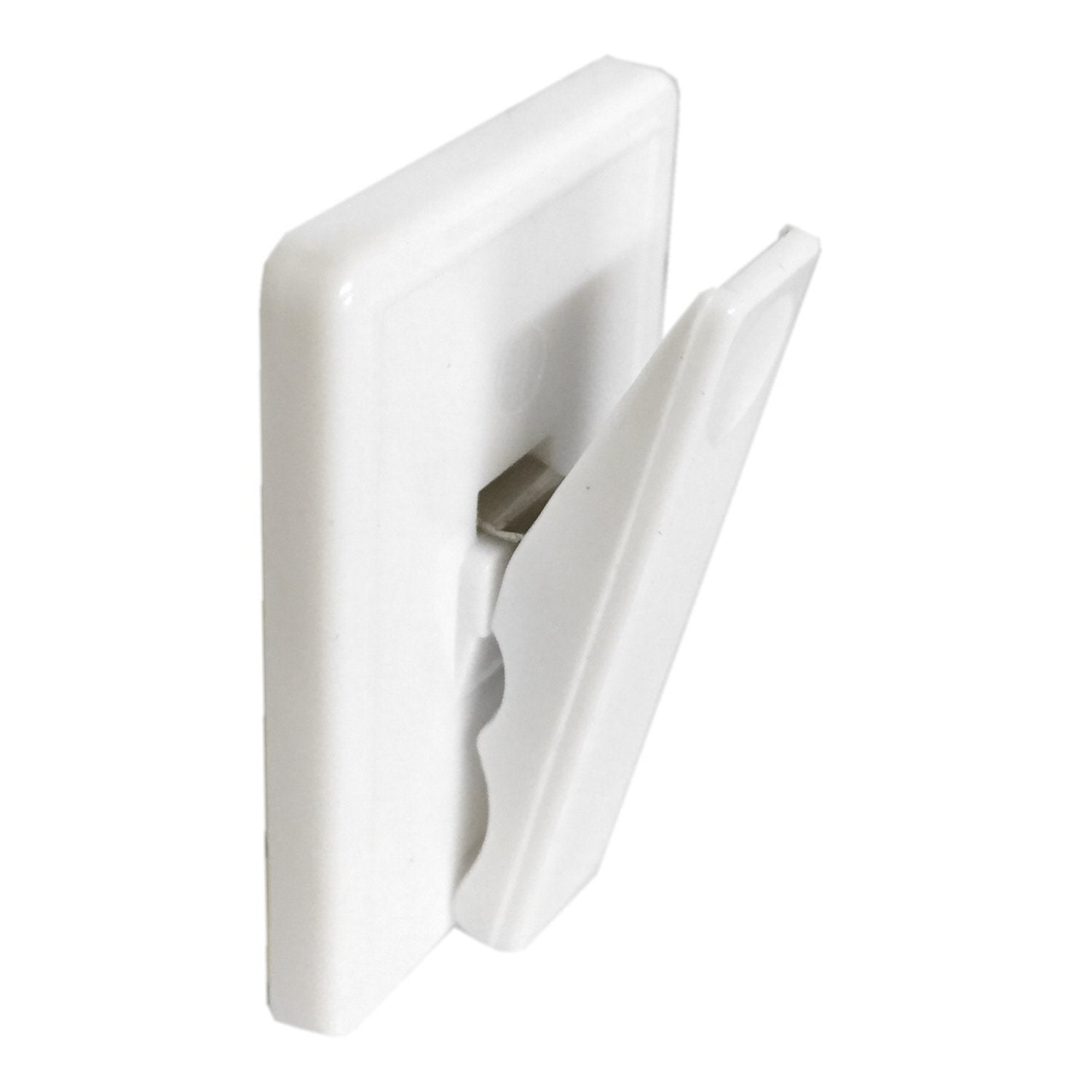 Merriway BH03999 White Plastic Self Adhesive Sprung Bill Clip - Pack of 3 | 10x5x12mm