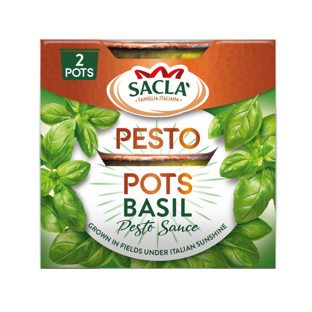 Sacla Classic Basil Pesto - Authentic Italian Flavor | 2 x 45g Pack 2