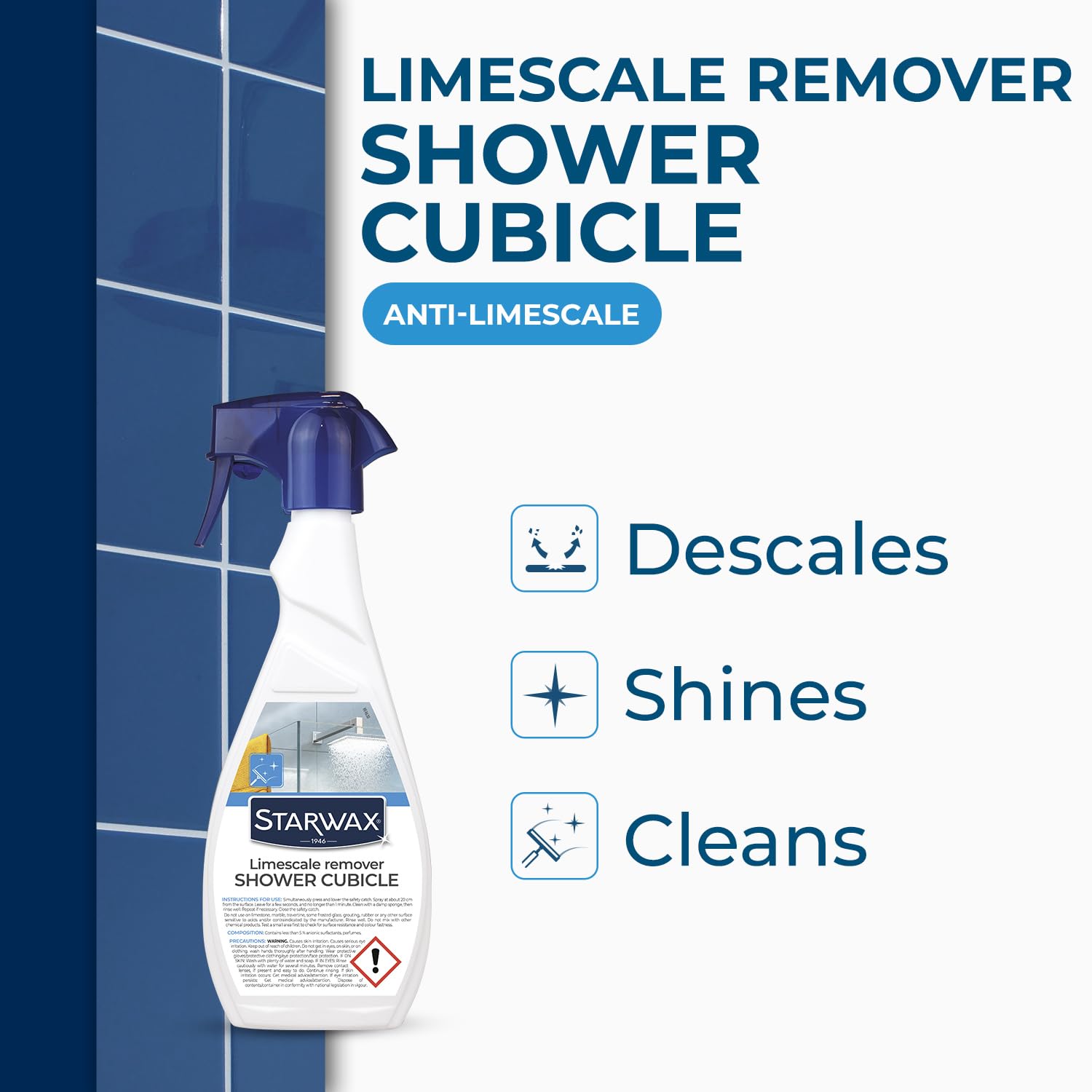STARWAX Shower Cleaner & Limescale Remover - 500 ml | Removes Soap Scum & Water Marks 2