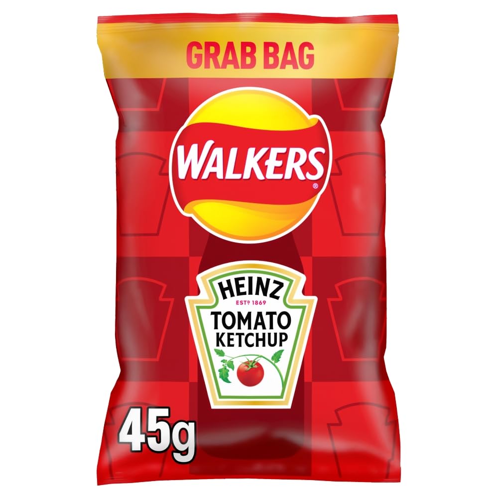 Walkers Tomato Ketchup Crisps - 45g Single Bag | Case of 32