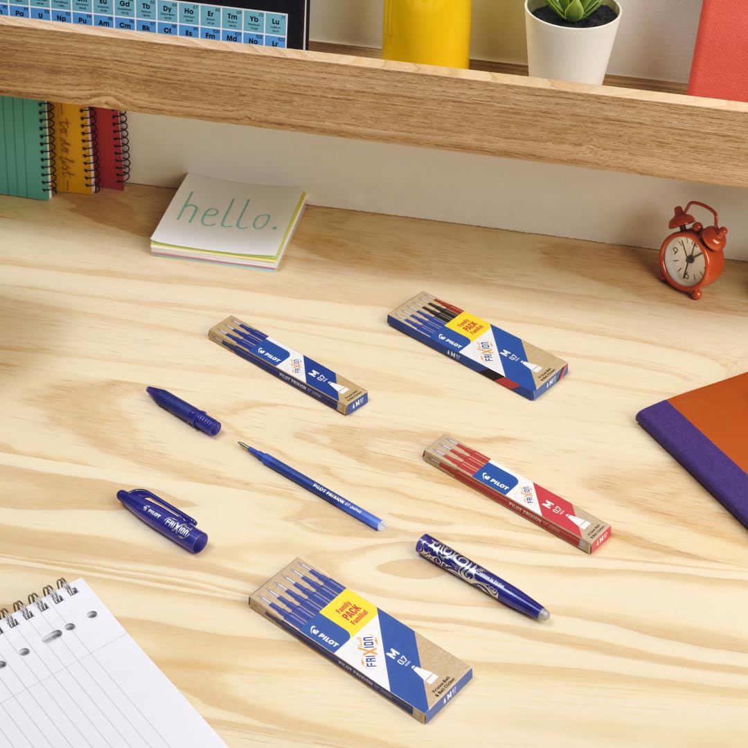 PILOT Frixion Erasable Rollerball Pen - 0.7mm Tip, Pack of 5 (2 Black, 1 Blue, 1 Red, 1 Green) 9