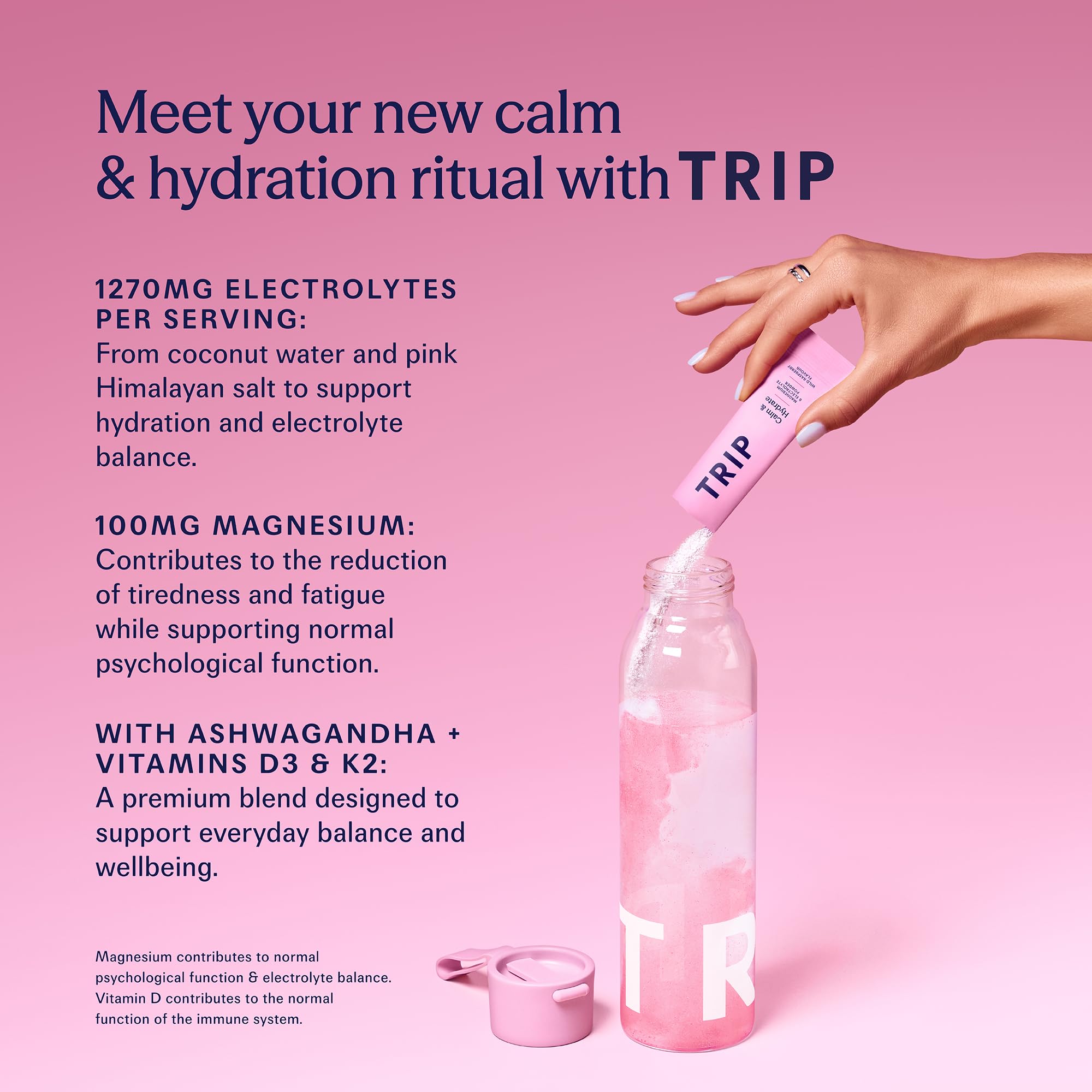 TRIP Calm & Hydrate Electrolyte + Magnesium Powder - Wild Raspberry | On-The-Go Sachets 2