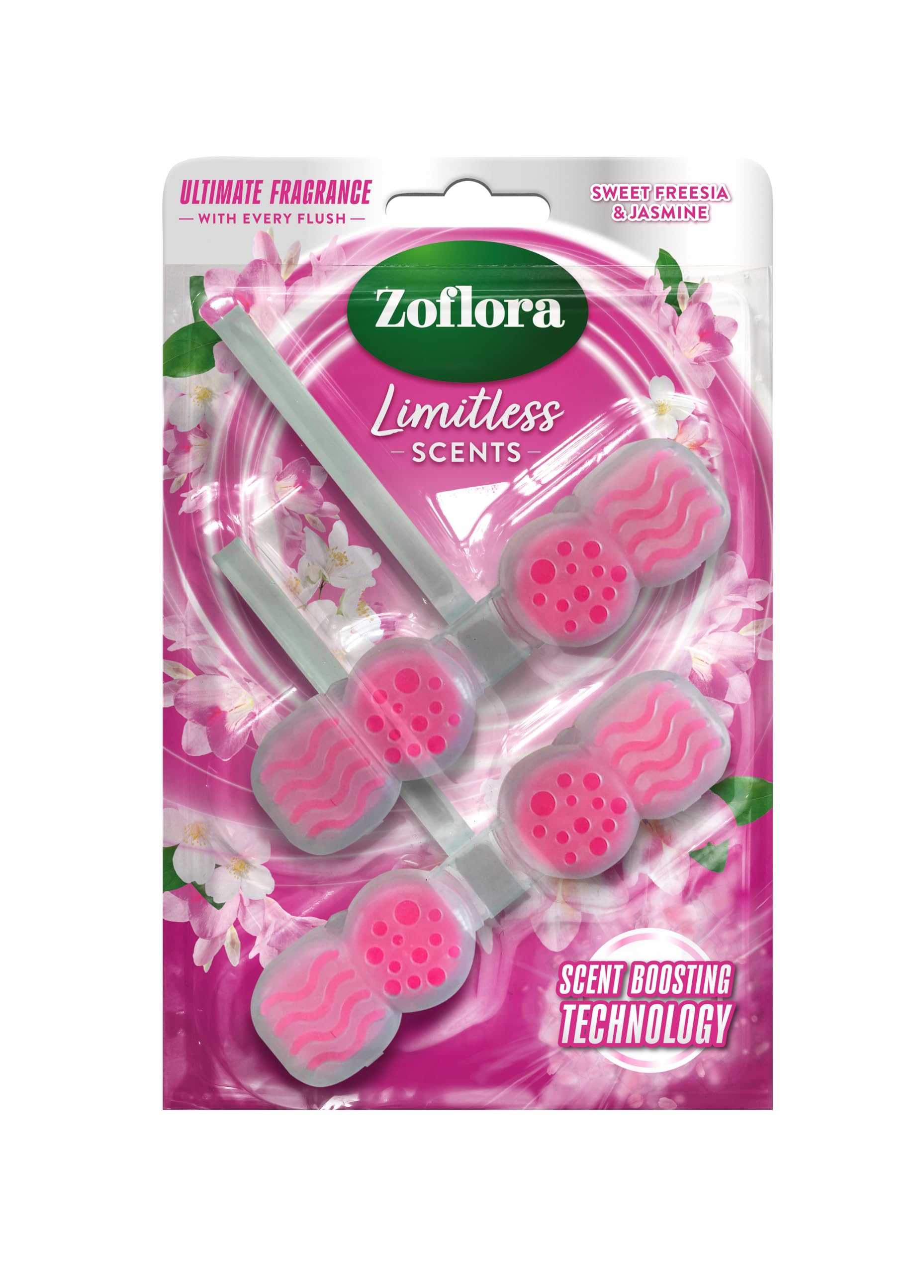 Zoflora Rim Blocks Freesia & Jasmine - Lasts Up to 200 Flushes | Active Power Foam 2
