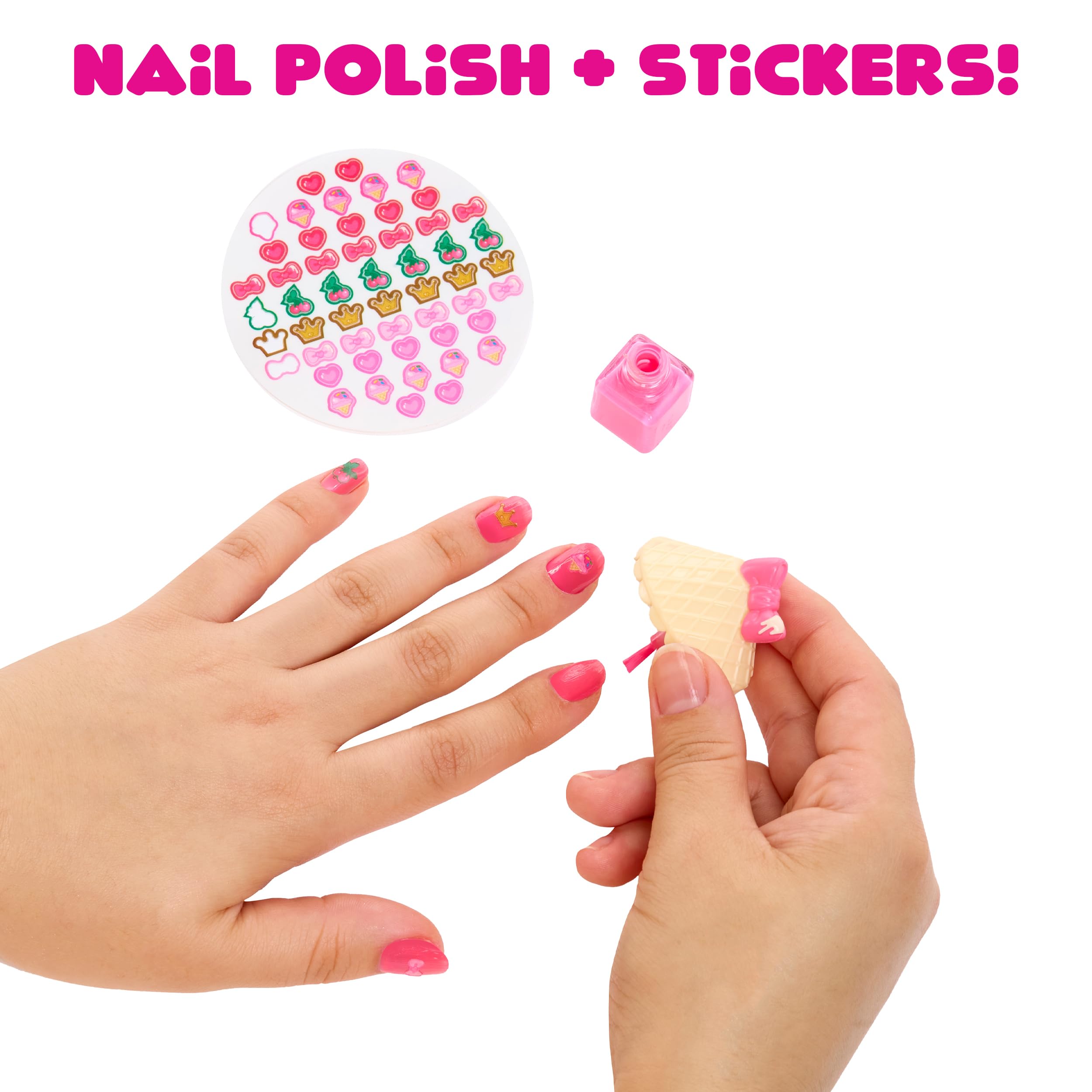 Yummiland Beauty Bag Playset - Ice Cream Cone with Bianca Bubblegum Lip Gloss Doll & Real Nail Care Accessories