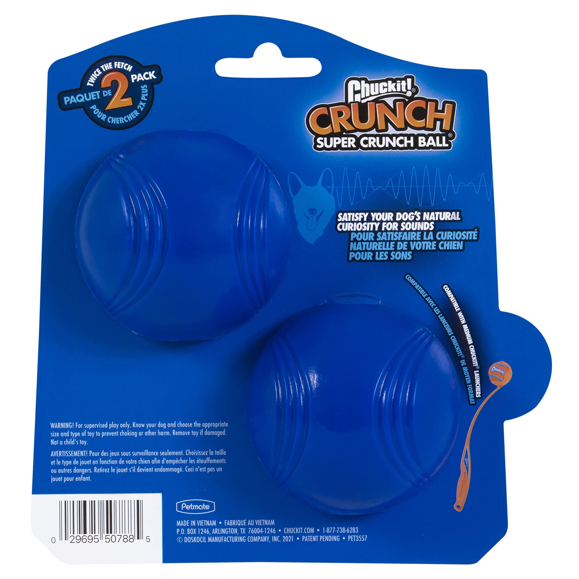Chuckit! Crunch Ball Dog Toy Launcher Compatible, 2 Pack, Medium Size, Heavy Duty