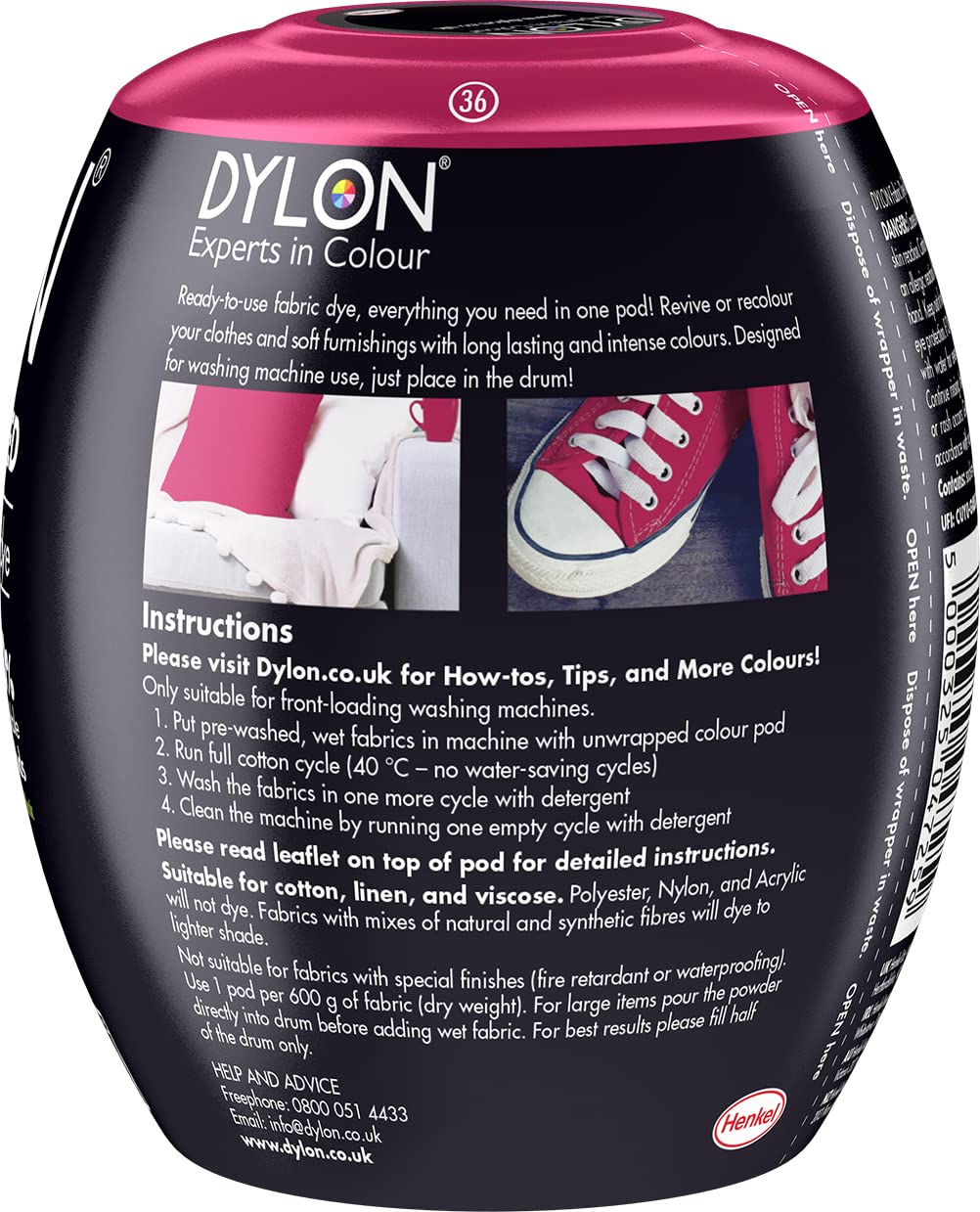 Dylon Washing Machine Fabric Dye Pod - Tulip Red | 350g | For Cotton, Linen & Viscose