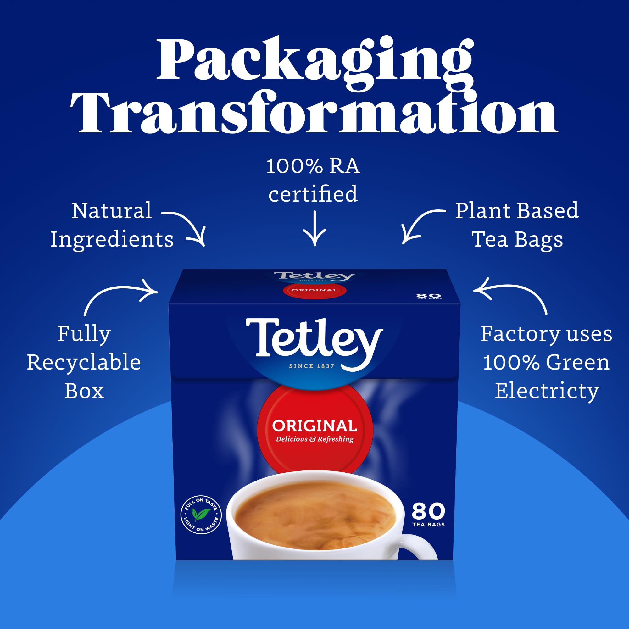 Tetley Pure Green Tea Bags - Naturally Smooth & Refreshing | 150 Bags (6x25) | Antioxidant-Rich 6
