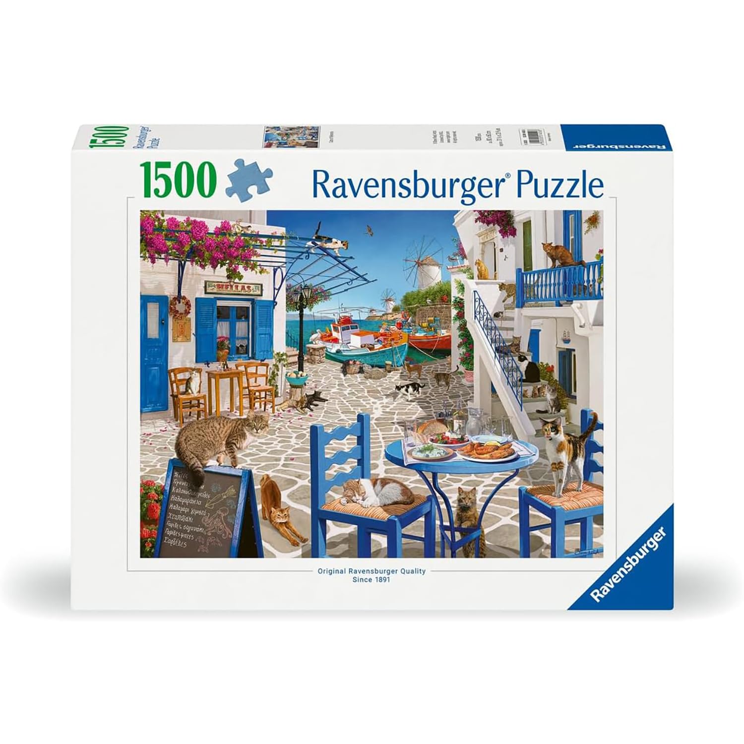 Ravensburger Cats of Mykonos, Greece Jigsaw Puzzle - 1500 Pieces | Glare-Free Finish