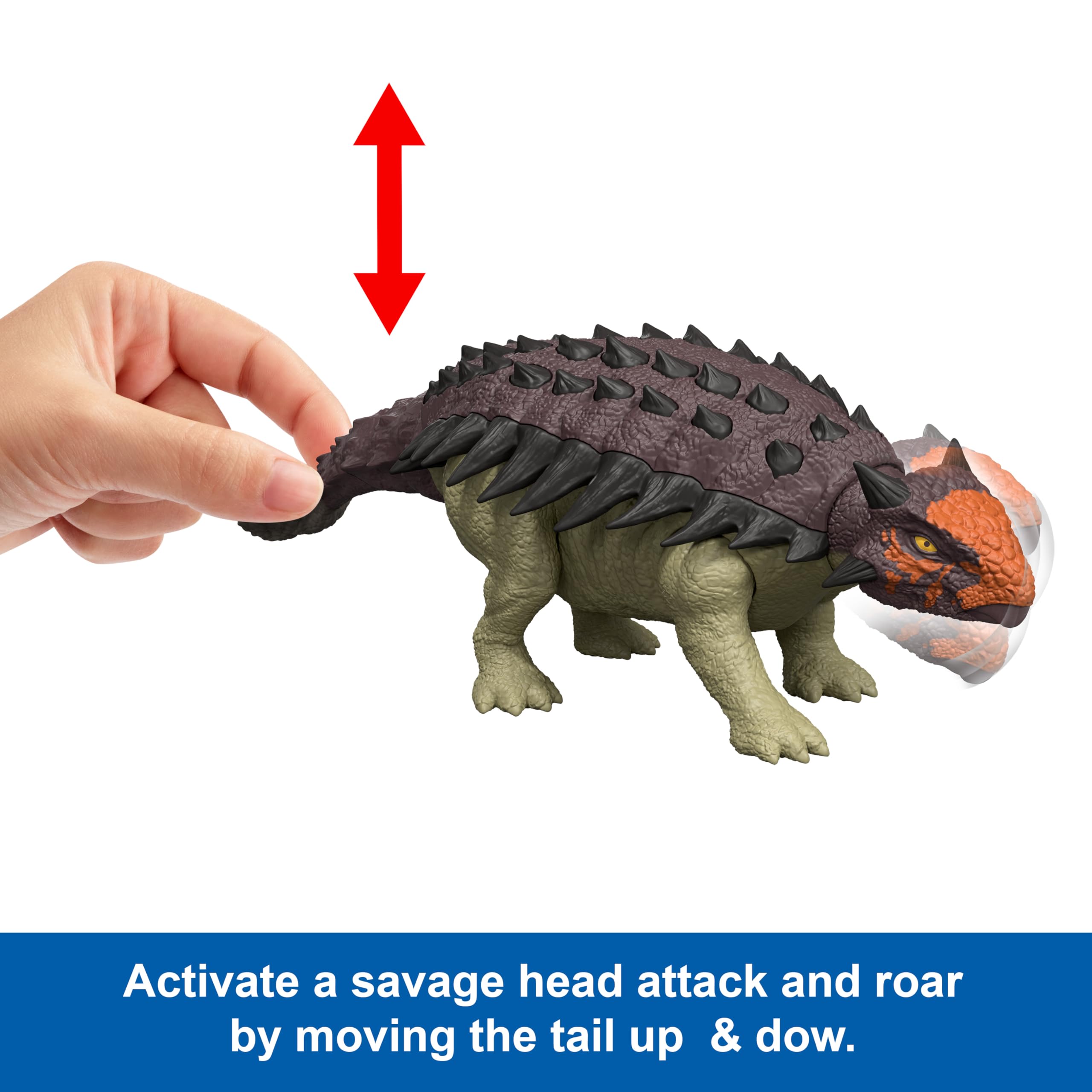 Mattel Jurassic World Rebirth Wild Roar Ankylosaurus Dinosaur Toy | Posable | Attack & Roar | Ages 4+ 3
