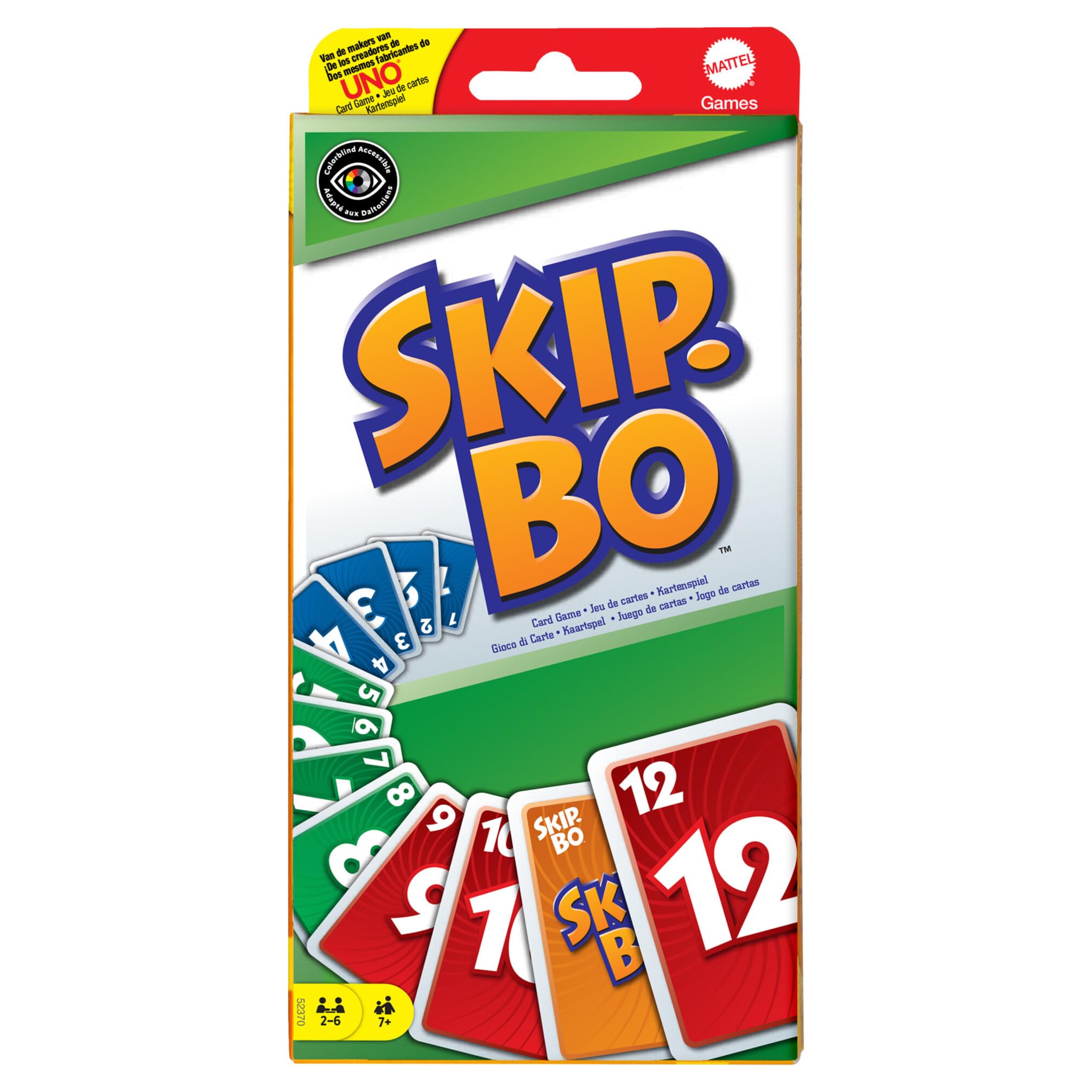 Skip-Bo Card Game - Family Card Sequencing Game for Ages 7+ | 2-6 Players | Mattel Games