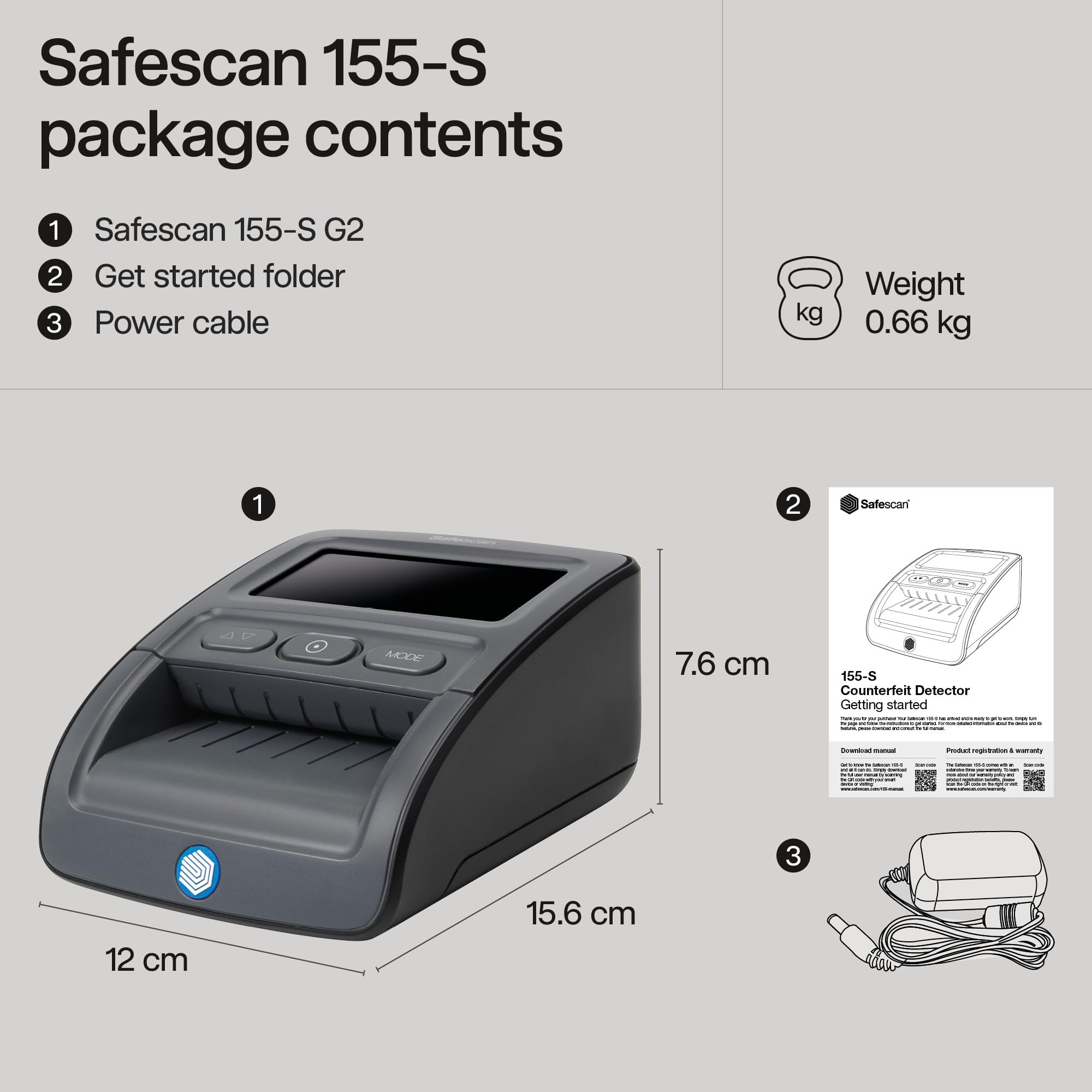 Safescan 155-S Note Counter - Verifies GBP, EUR, SCT, NIR | Compact POS Design | Black 6