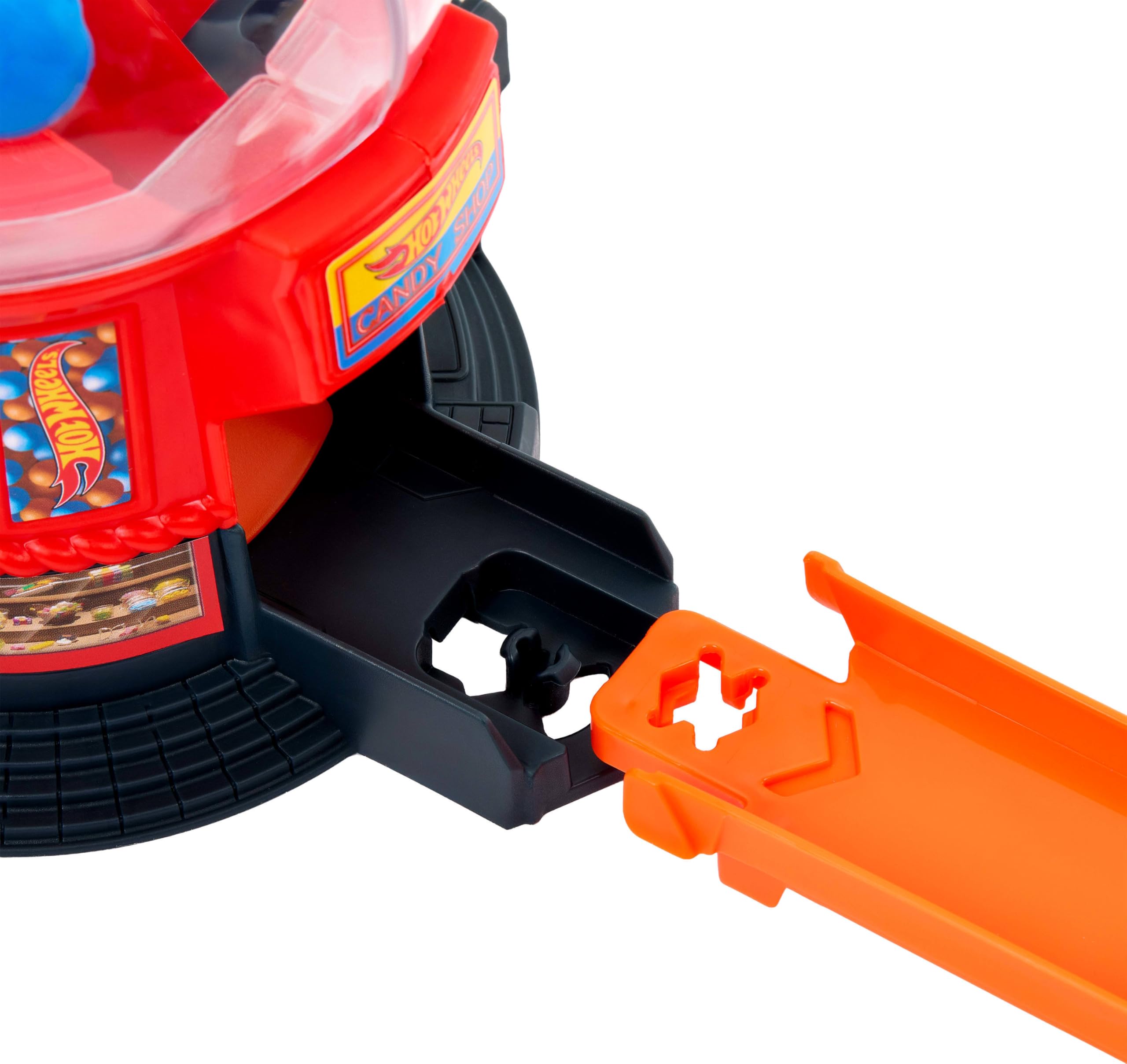 Hot Wheels Downtown Candy Shop Playset - Gumball Machine Track Set with 1:64 Die-Cast Car 2