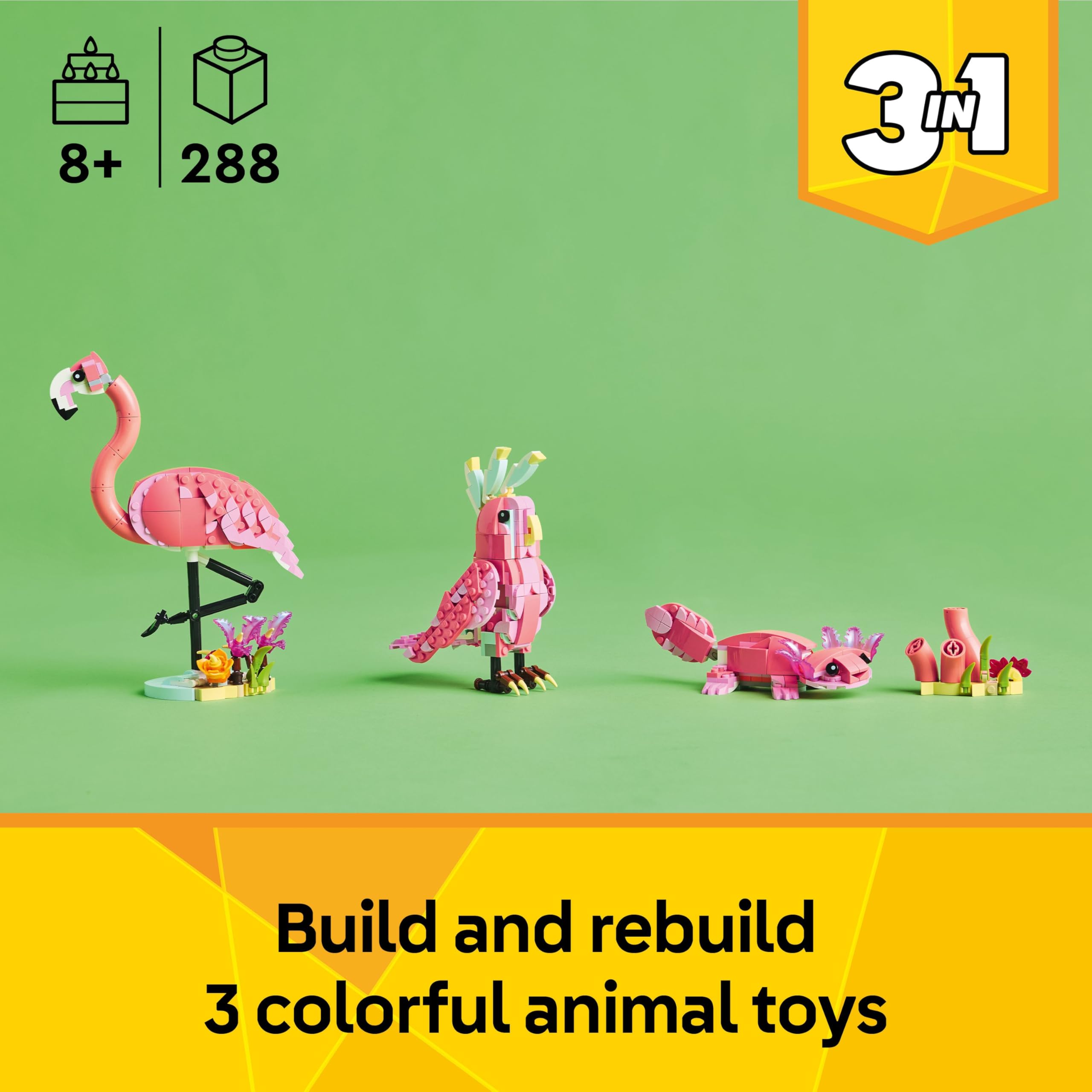 LEGO Creator 3in1 Wild Animals: Pink Flamingo Set 31170 | 3 Models in 1 | Ages 8+ 2