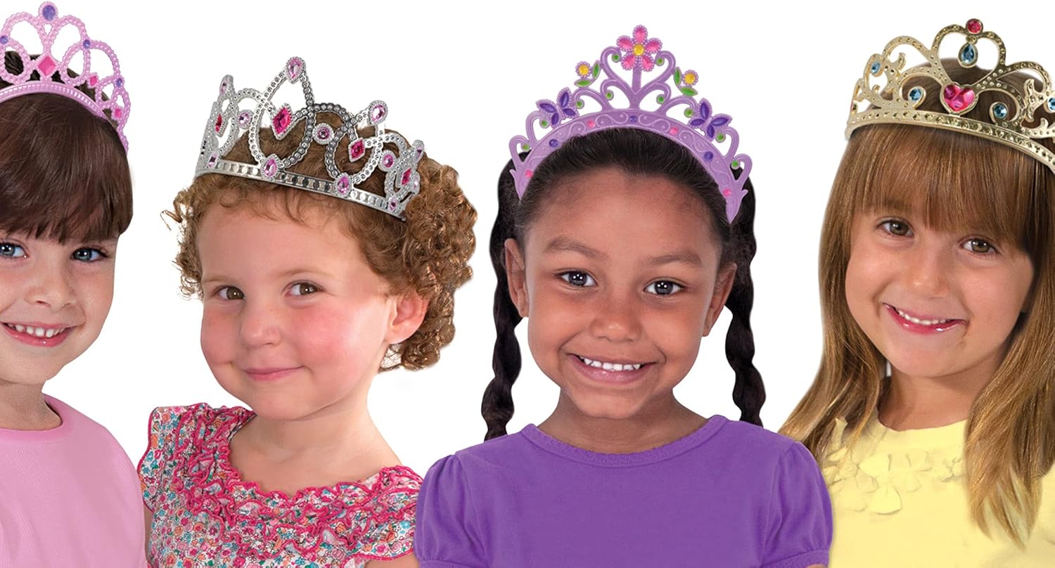 Melissa & Doug Dress-Up Tiaras Role Play Collection - 4-Pack Pretend Play Set for Kids 3-6 4