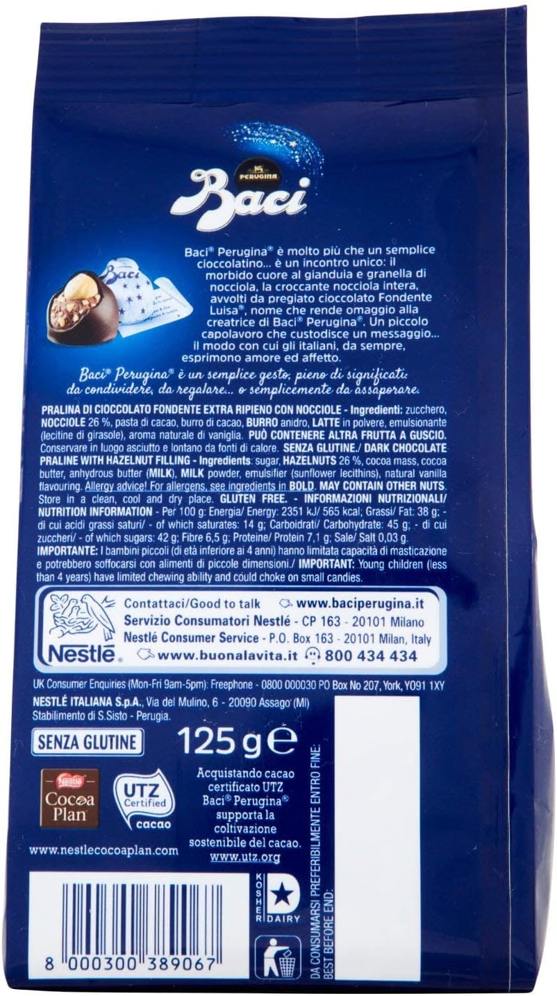 Baci - Original Dark Chocolate Praline Truffles with Hazelnut, 125g