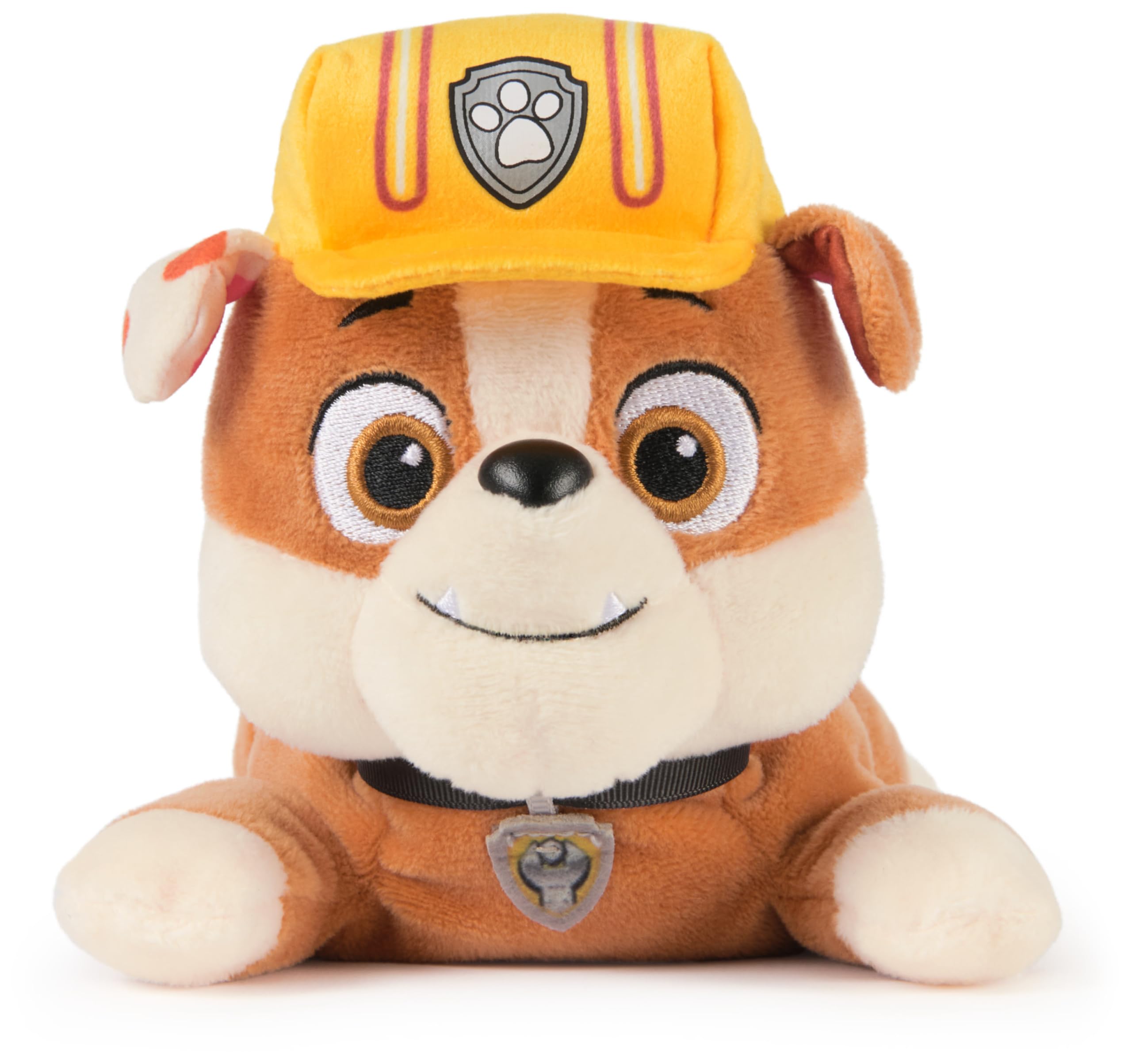 Paw Patrol GUND Rubble Lounging Plush Toy - 8 Inches, Weighted, Surface-Washable