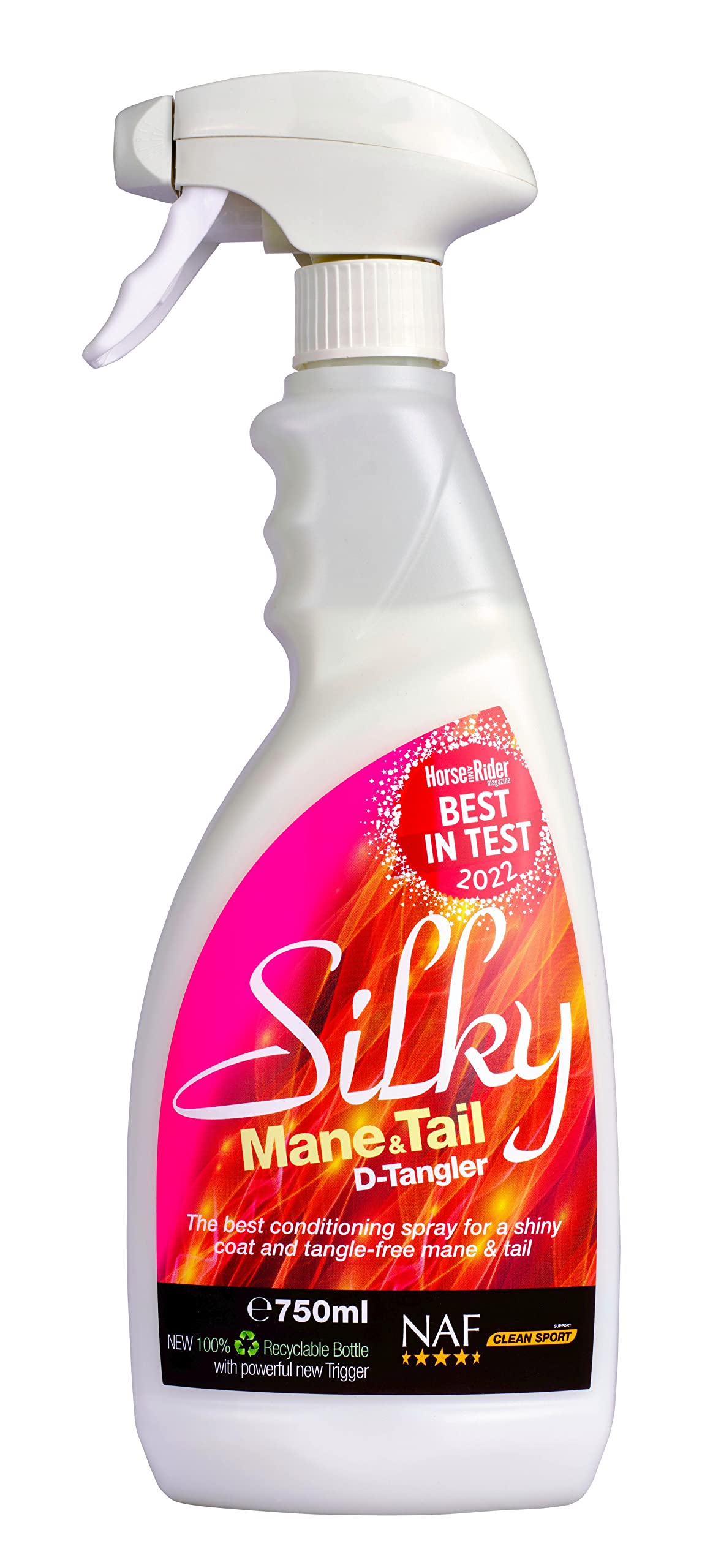 NAF Silky Mane & Tail D-Tangler - 750 ml Conditioning Spray | Reduces Breakage | Non-Greasy Shine