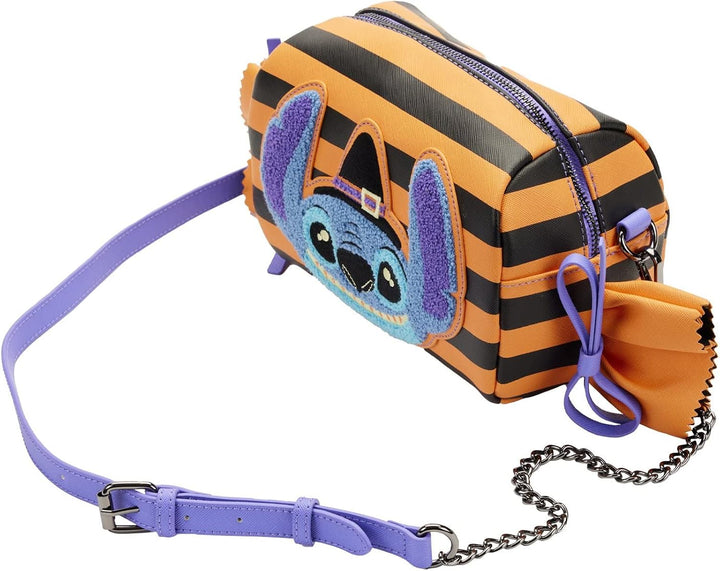 Loungefly Disney Lilo and Stitch Striped Halloween Candy Wrapper Crossbody Bag (WDTB2639)