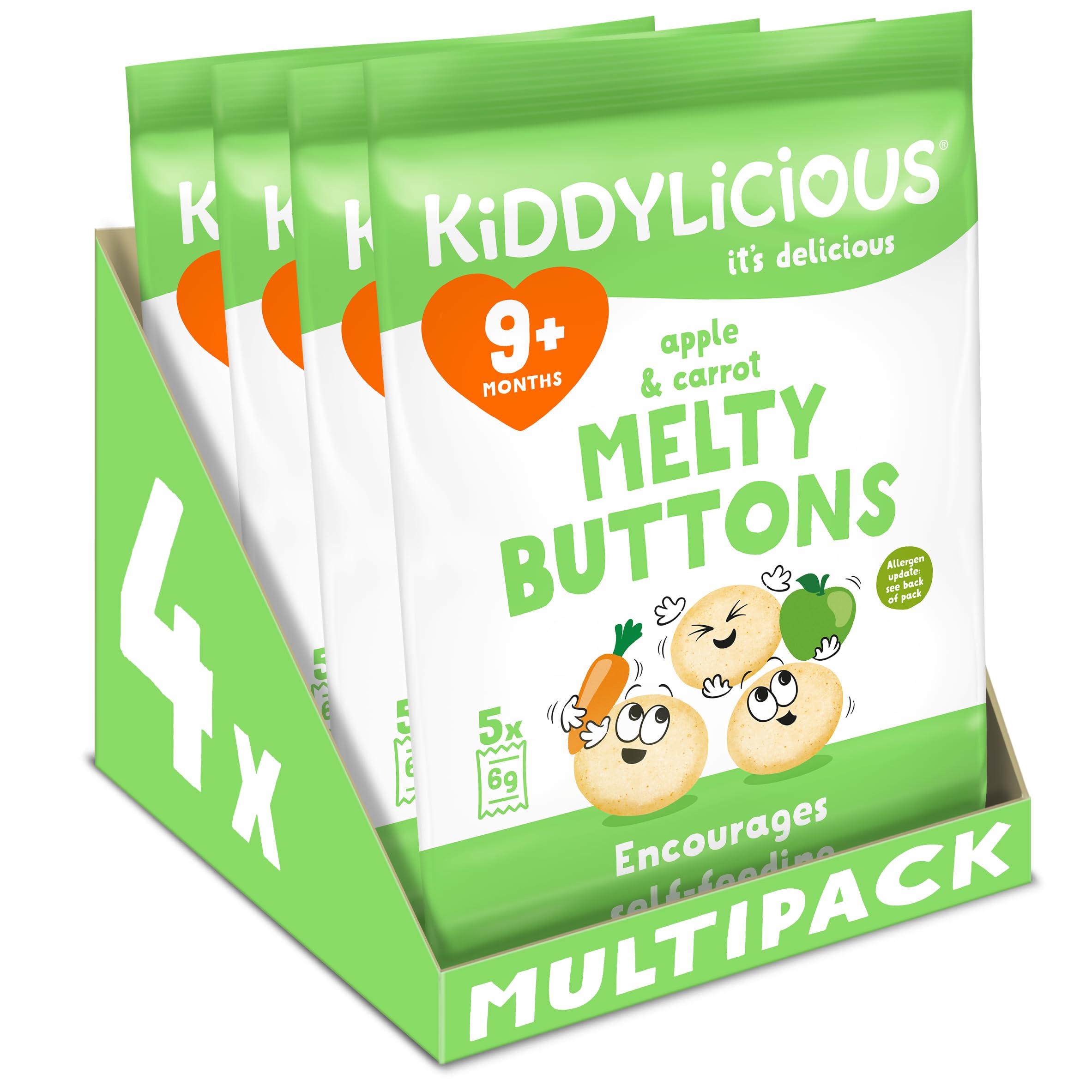Kiddylicious Apple & Carrot Melty Buttons - Ideal Finger Food for Weaning | Gluten Free, Vegetarian 1