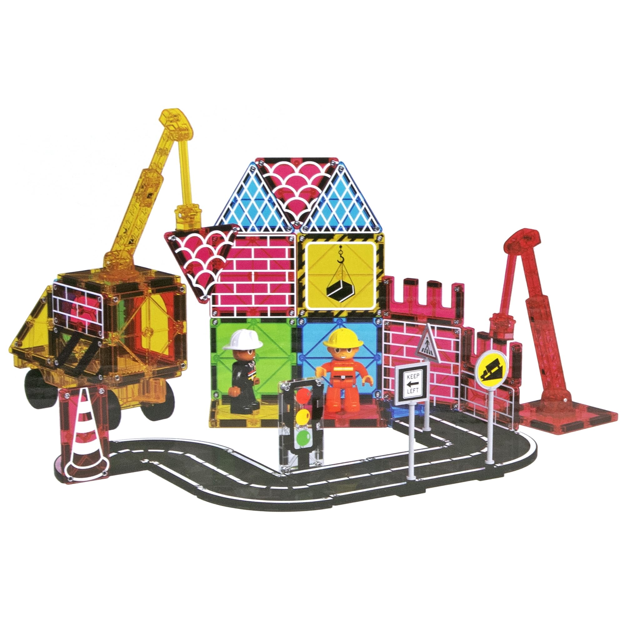Playmags52-Piece City Construction Magnetic Tiles Set - STEM Building Toy for Kids3+ 13