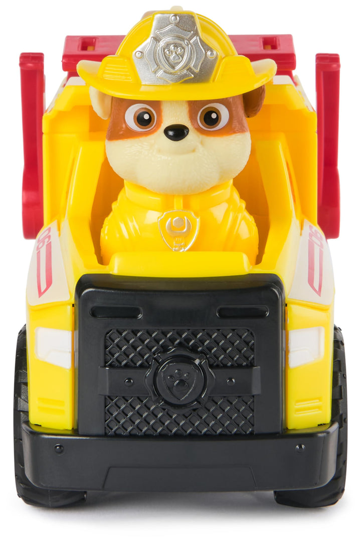 PAW Patrol Rubble Rescue Fire Dump Truck with Action Figure and Projectiles - Fire Rescue Playset for Kids