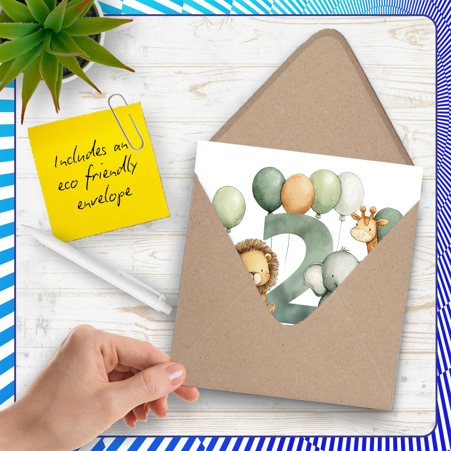 Stuff4 2nd Birthday Card for Boys - Jungle Numbers | 145mm x 145mm | Blank Inside 5