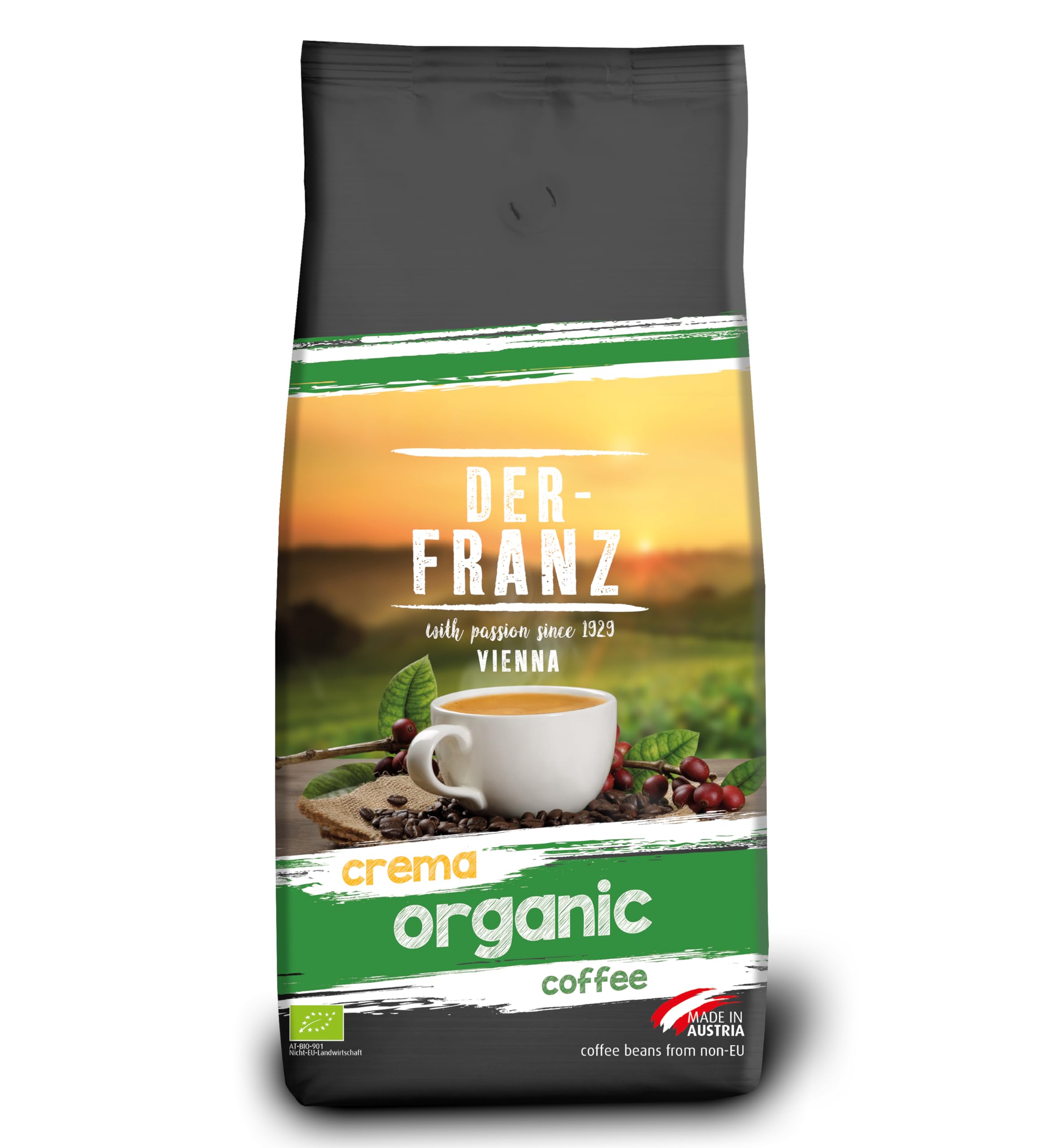 Der-Franz Crema Organic Ground Coffee - 100% Arabica | Intensity 4/5 | 1 kg