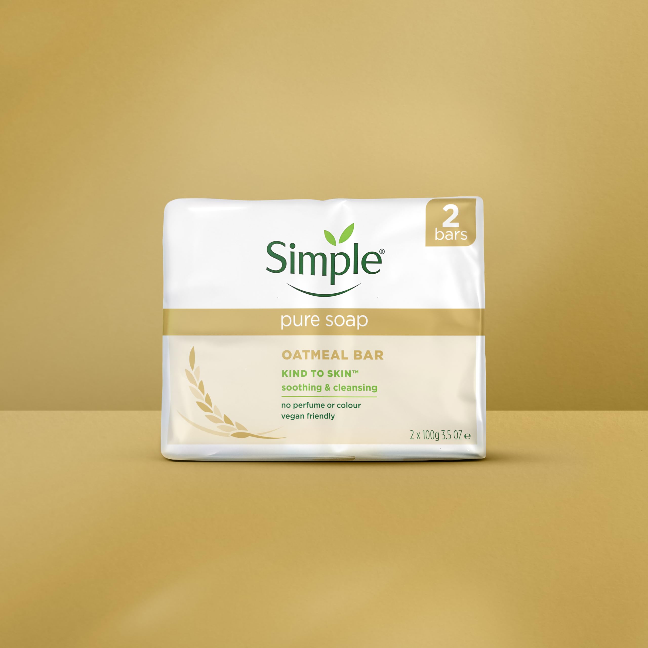 Simple Pure Soap Oatmeal Bar - Fragrance-Free, Gentle Cleansing for Sensitive Skin | 2 x 100g Bars 3
