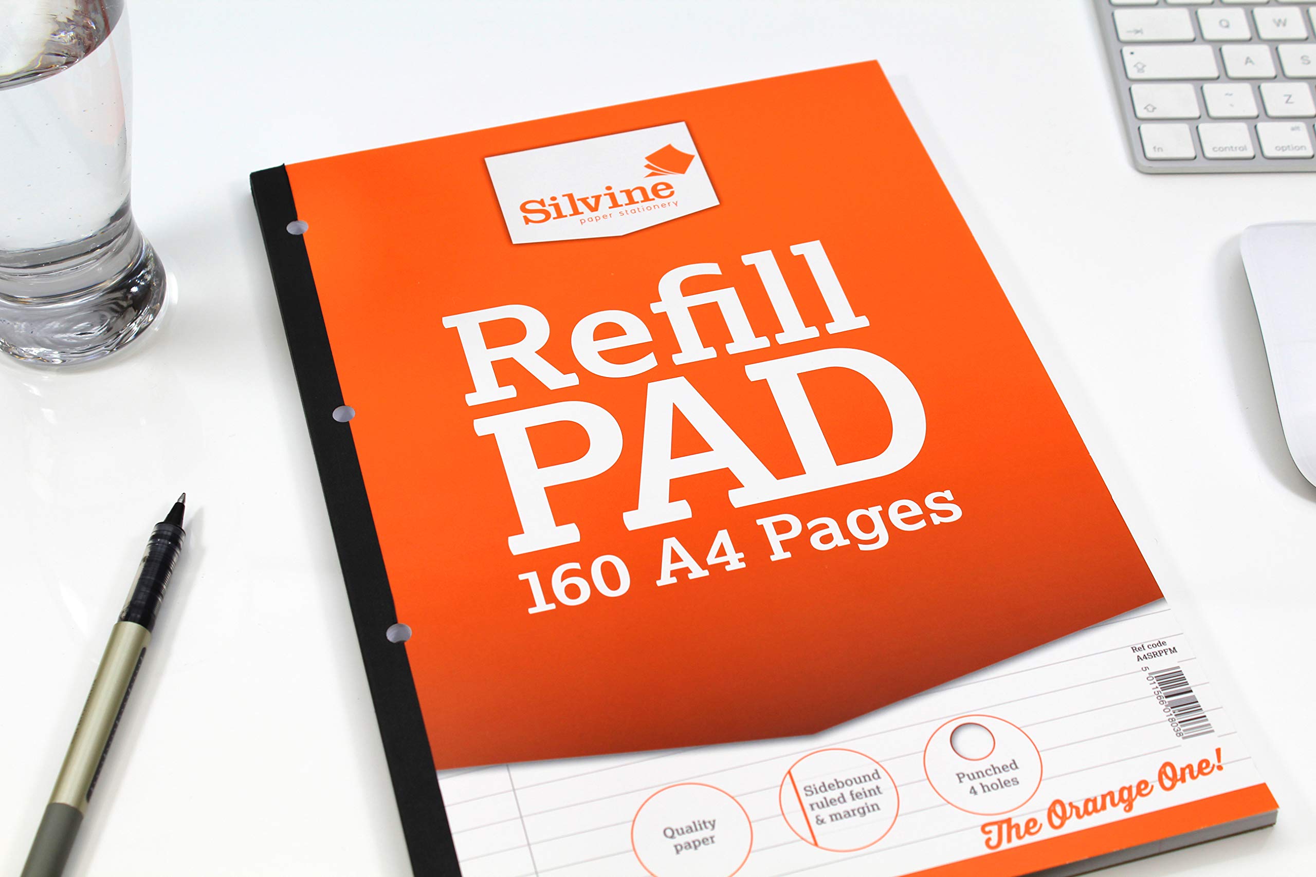 Silvine 160 Page A4 Refill Pad, Side Bound and Punched 4 Holes. Ruled 8mm Feint with Margin. Ref A4SRPFM, Single, White 3