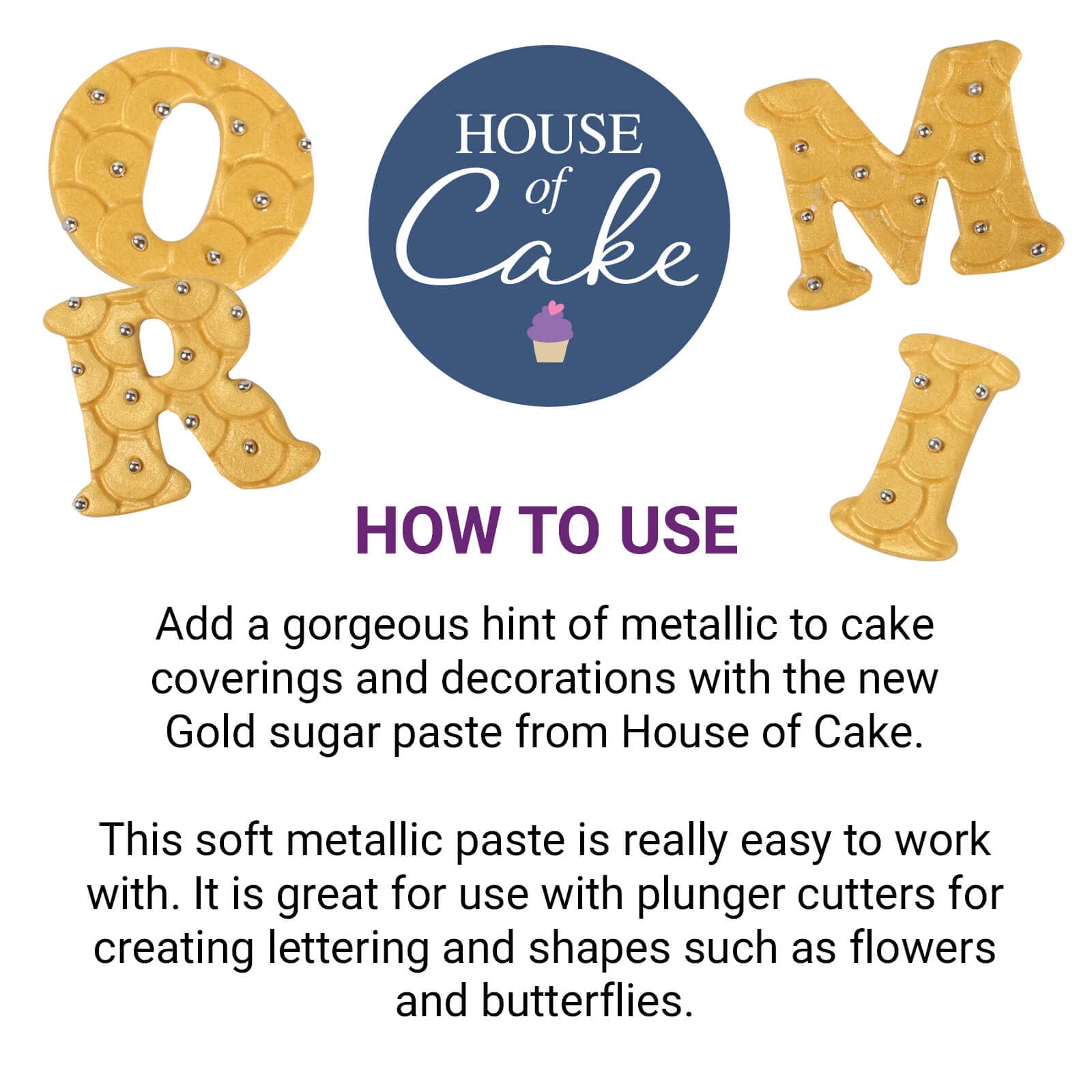 House of Cake Metallic Gold Edible Sugar Paste Fondant Icing for Modelling | 100g 4