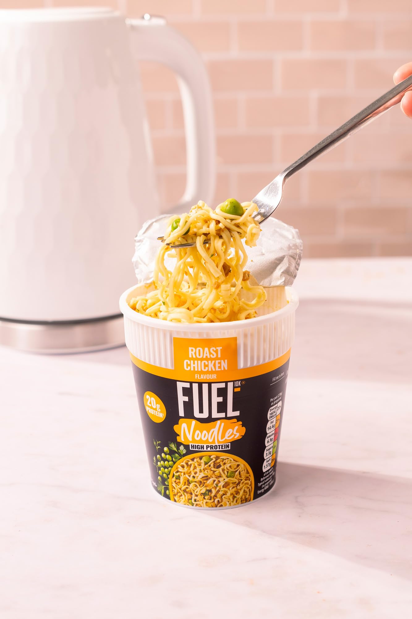 FUEL10K Sizzling Beef High Protein Instant Noodles Pot, 20g Protein | Pack of 8 4