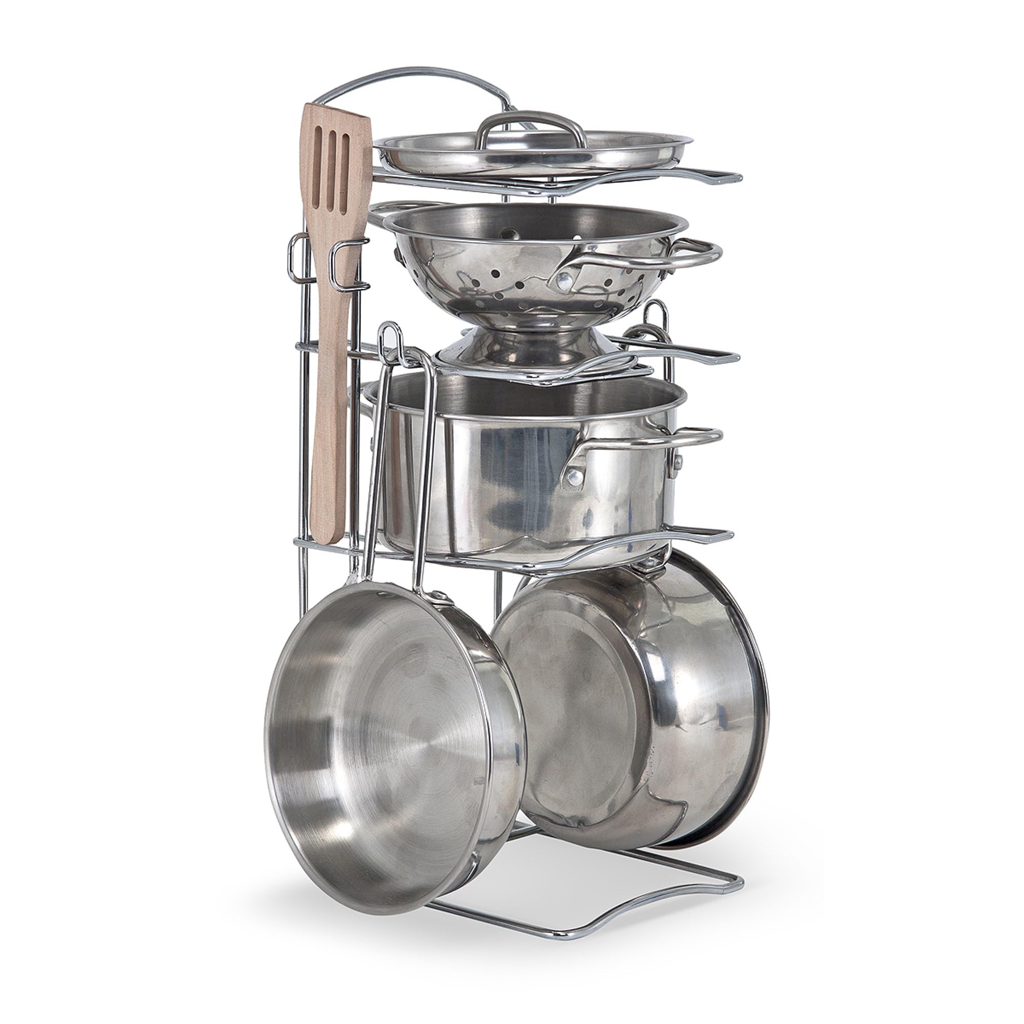 Melissa & Doug Stainless Steel Pots and Pans Pretend Play Kitchen Set - 8 Pcs | Ages 3+ 1